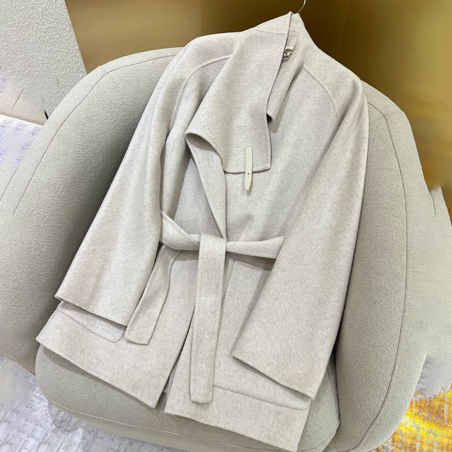 NIGO Hermes Women's Spring, Autumn And Winter Lace-up Long Sleeve Straight Solid Color Cashmere Coat Ngvp #nigo9274