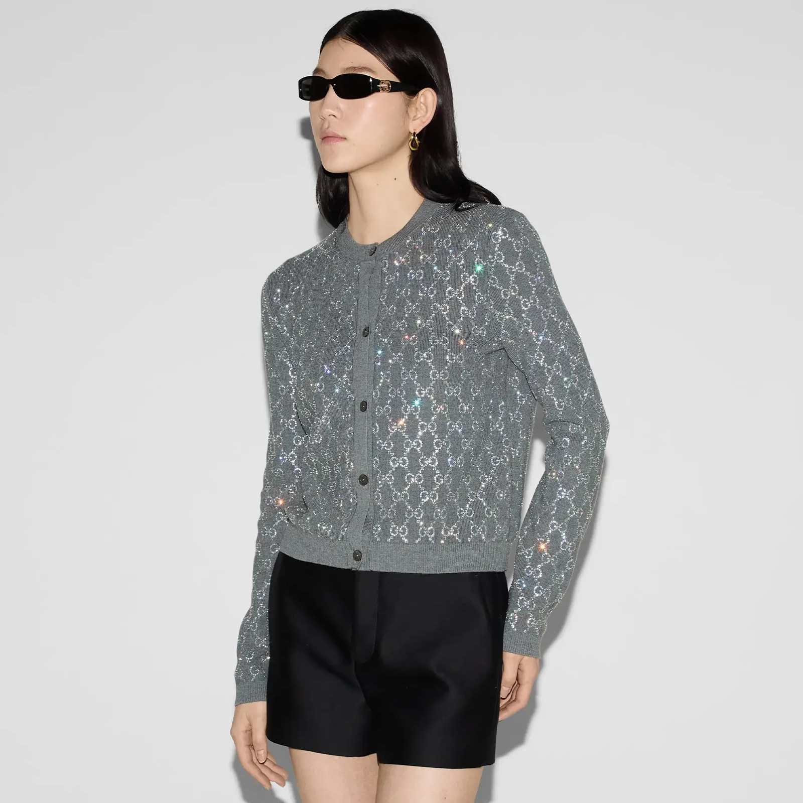 NIGO Gucci Women's Gray Letter Logo Round Neck Single Breasted Long Sleeve Knit Sweater Jacket #nigo72991