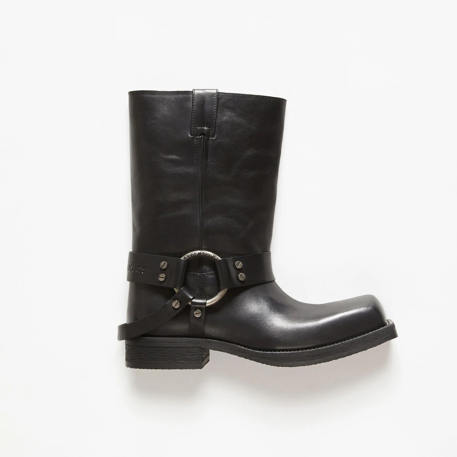 NIGO Acne Studios Women's Fashion Overlay Leather Buckle Boots Solid Color Casual Round Toe Boots Ngvp #nigo9275