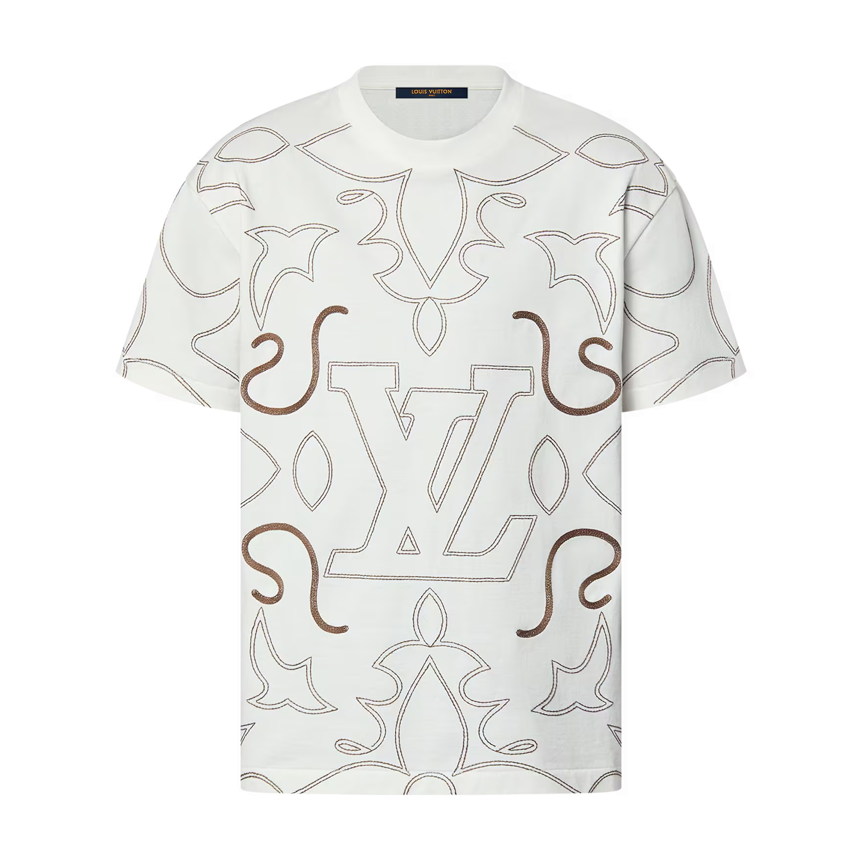 NIGO Louis Vuitton Men's Summer White Logo Letter Embroidery Round Neck Casual Short Sleeve T-Shirt #nigo72989