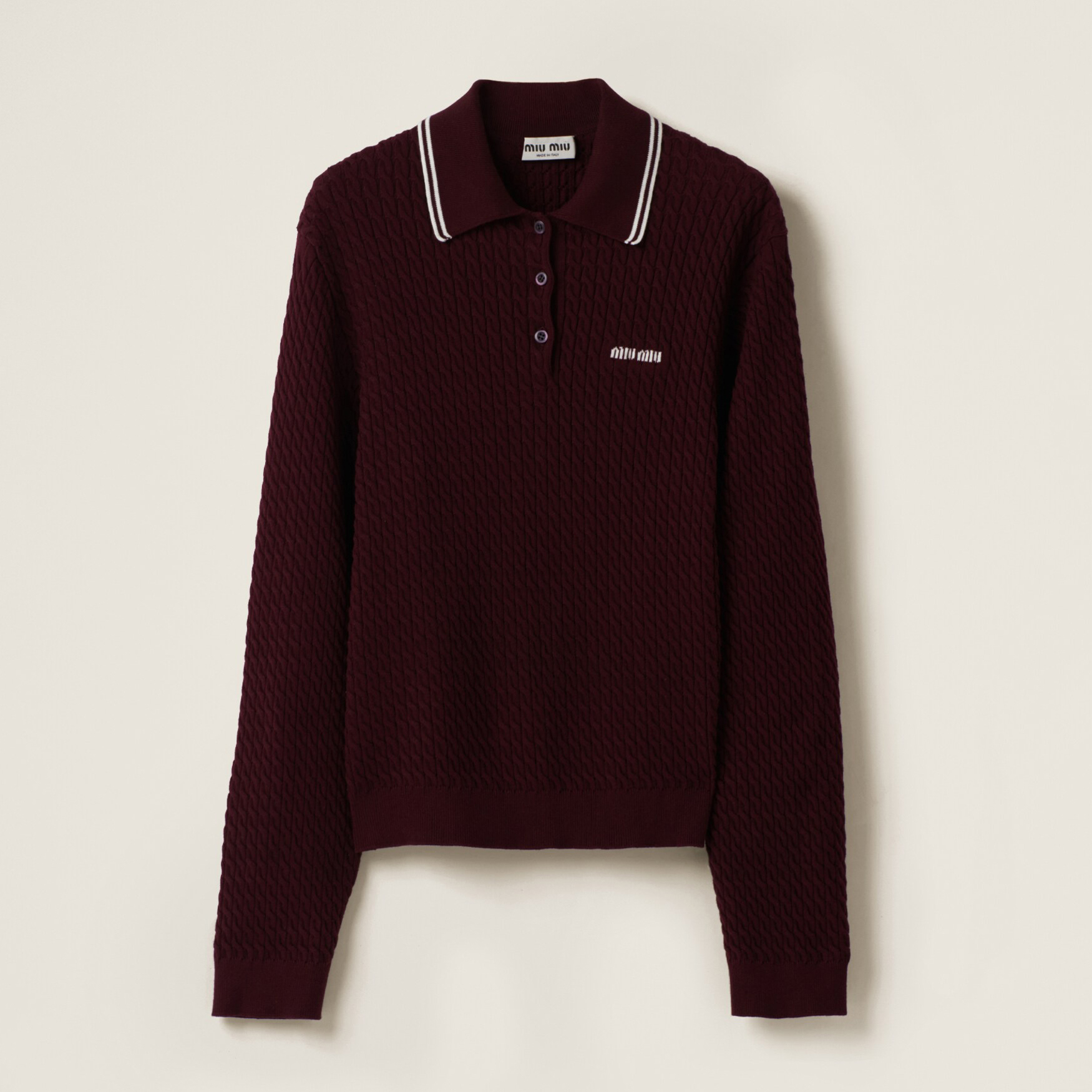 NIGO MiuMiu Women's Spring & Autumn Striped Trim Logo Long Sleeve Knit Polo Shirt Knit Shirt #nigo72993