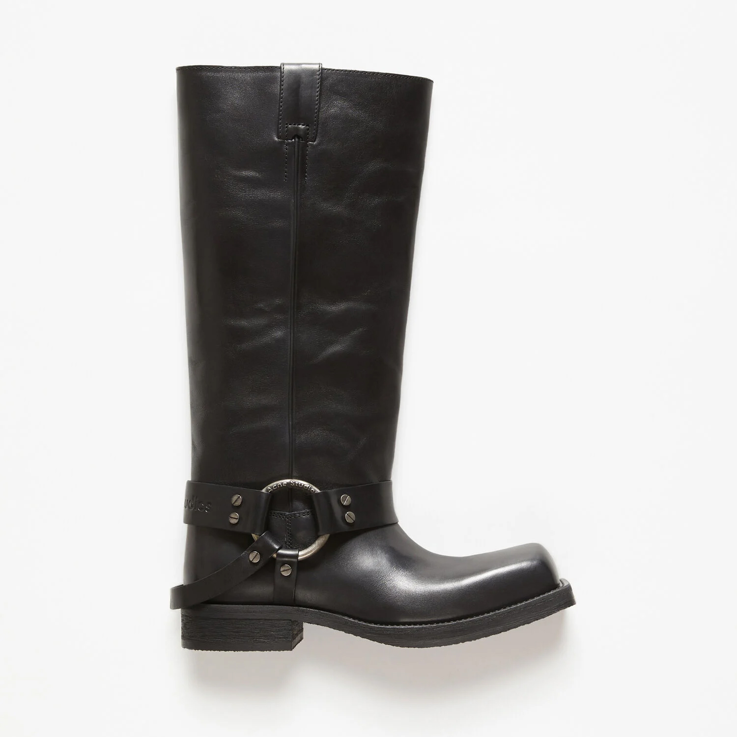 NIGO Acne Studios Women's Fashion Overlay Leather Buckle Boots Solid Color Casual Round Toe Boots Ngvp #nigo9275