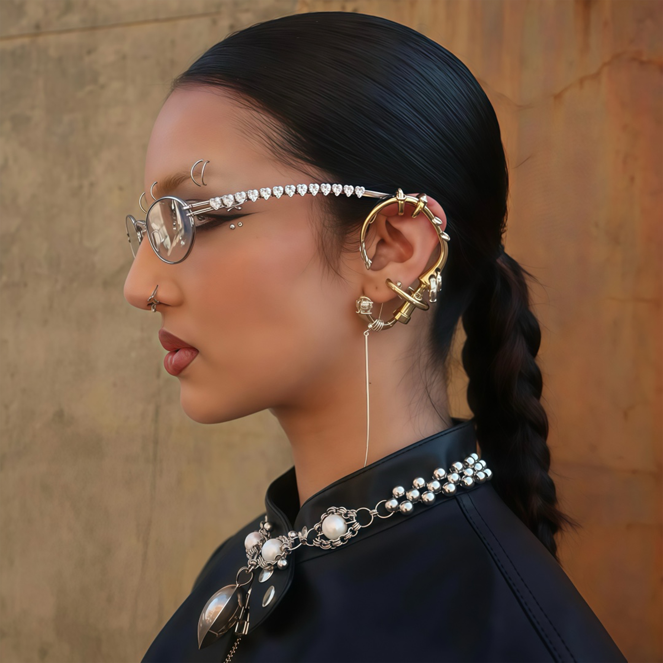 NIGO Gentle Monster Jennie - Barrette 02 Women's Fashion Jentle Salon Collection Sunglasses Oval Silver Diamond Metal Frame Trendy Eyewear Glasses Accessories Ngvp #nigo9242