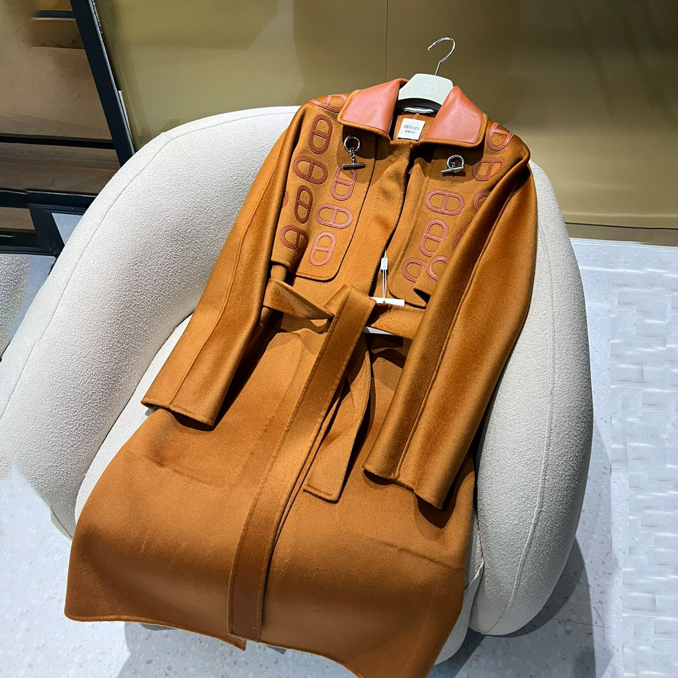 NIGO Hermes Women's Fall And Winter Two-piece Splicing Lapel Wool Coat Belt Fashion Casual Temperament In The Long Jacket Ngvp #nigo9241