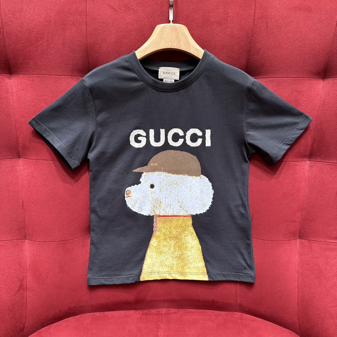 NIGO Gucci Kid's Summer Animal Print Cotton Round Neck Loose Short Sleeve Solid Color T-Shirt #nigo31342