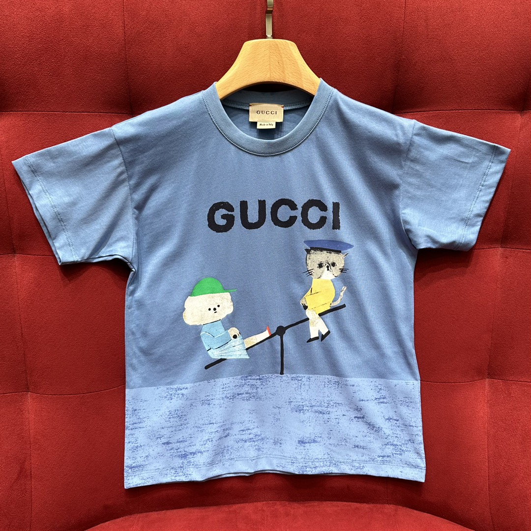 NIGO Gucci Kid's Summer Solid Color Pattern Printed Cotton Round Neck Short Sleeve T-Shirt #nigo31345