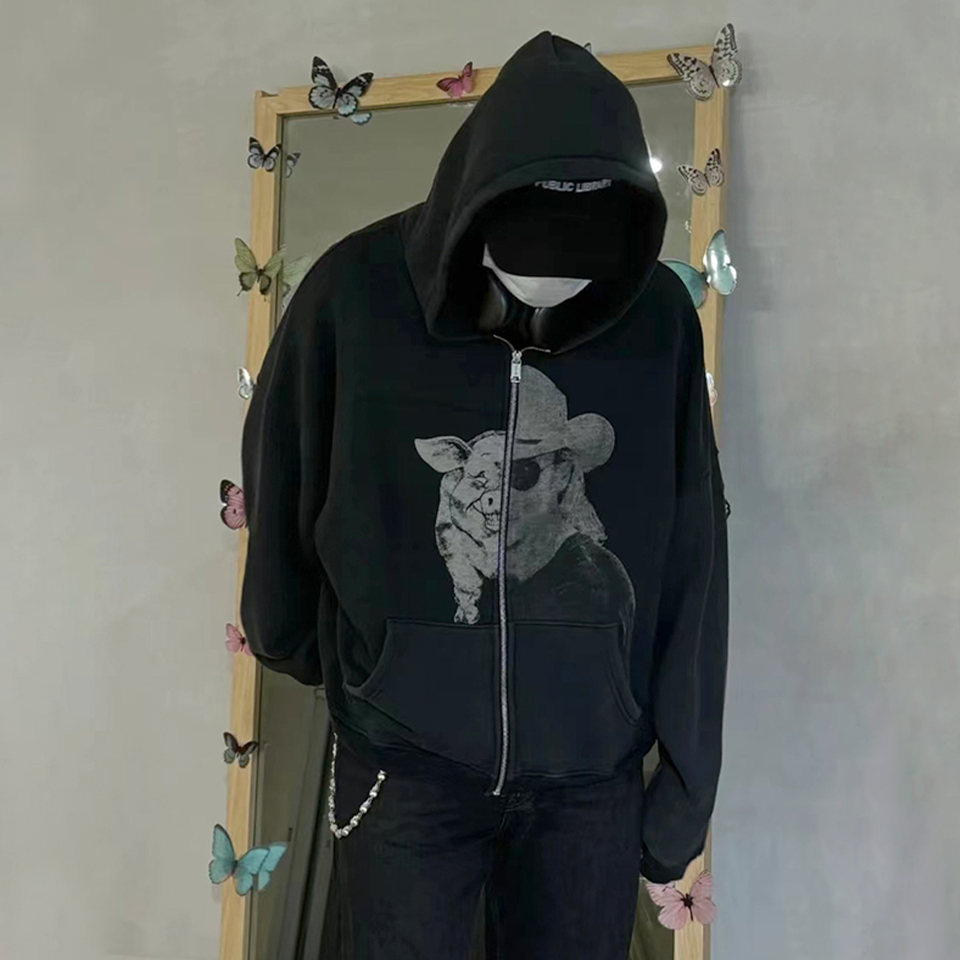 NIGO Enfants Riches Deprimes Men Women Pattern Printed Hooded Zipper Cardigan Long Sleeve Loose Sweatshirt Ngvp #nigo9282