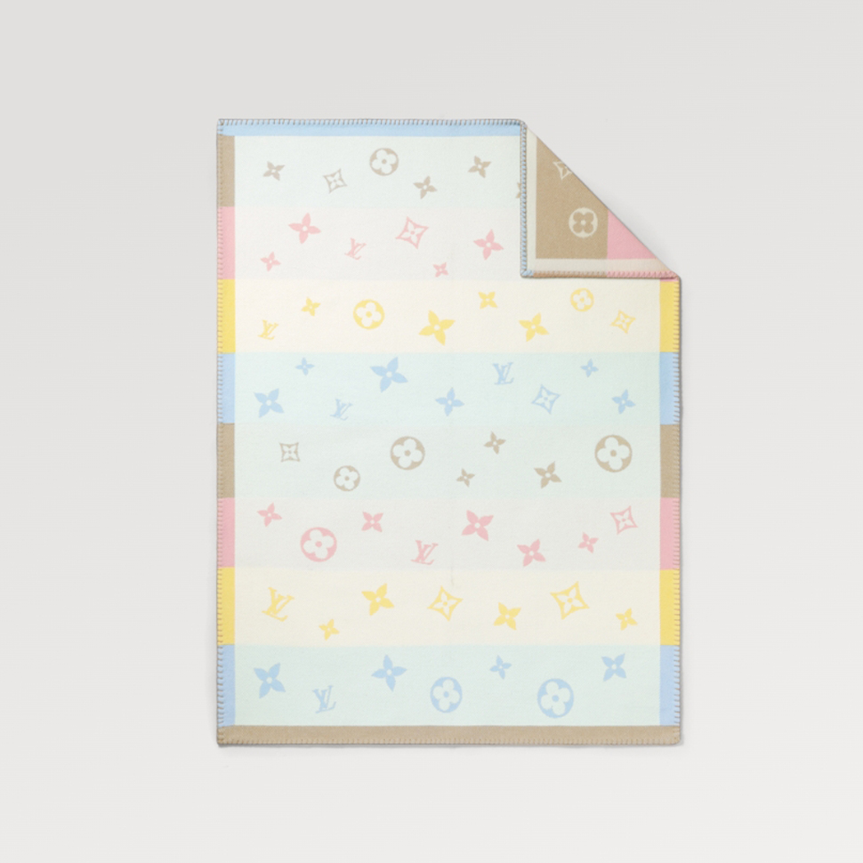 NIGO Louis Vuitton Kid's Comfort MELI-MELO Plaid Multicolor Wool Cashmere Lounge Blanket #nigo31339