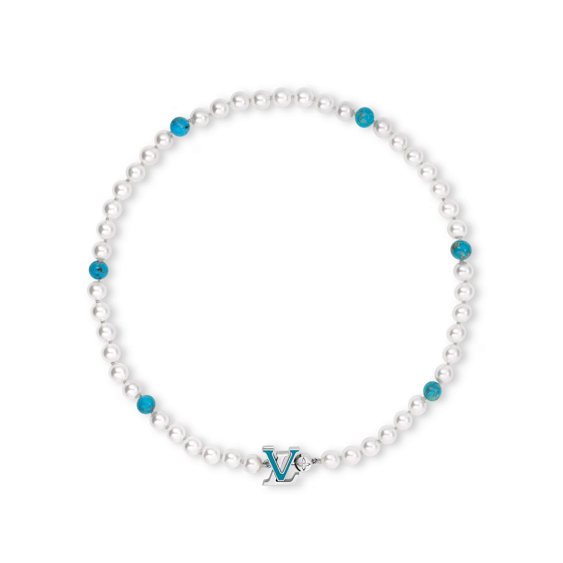 NIGO Louis Vuitton Men's White Blue Brass Turquoise Metal Bracelet Necklace Jewelry #nigo73118