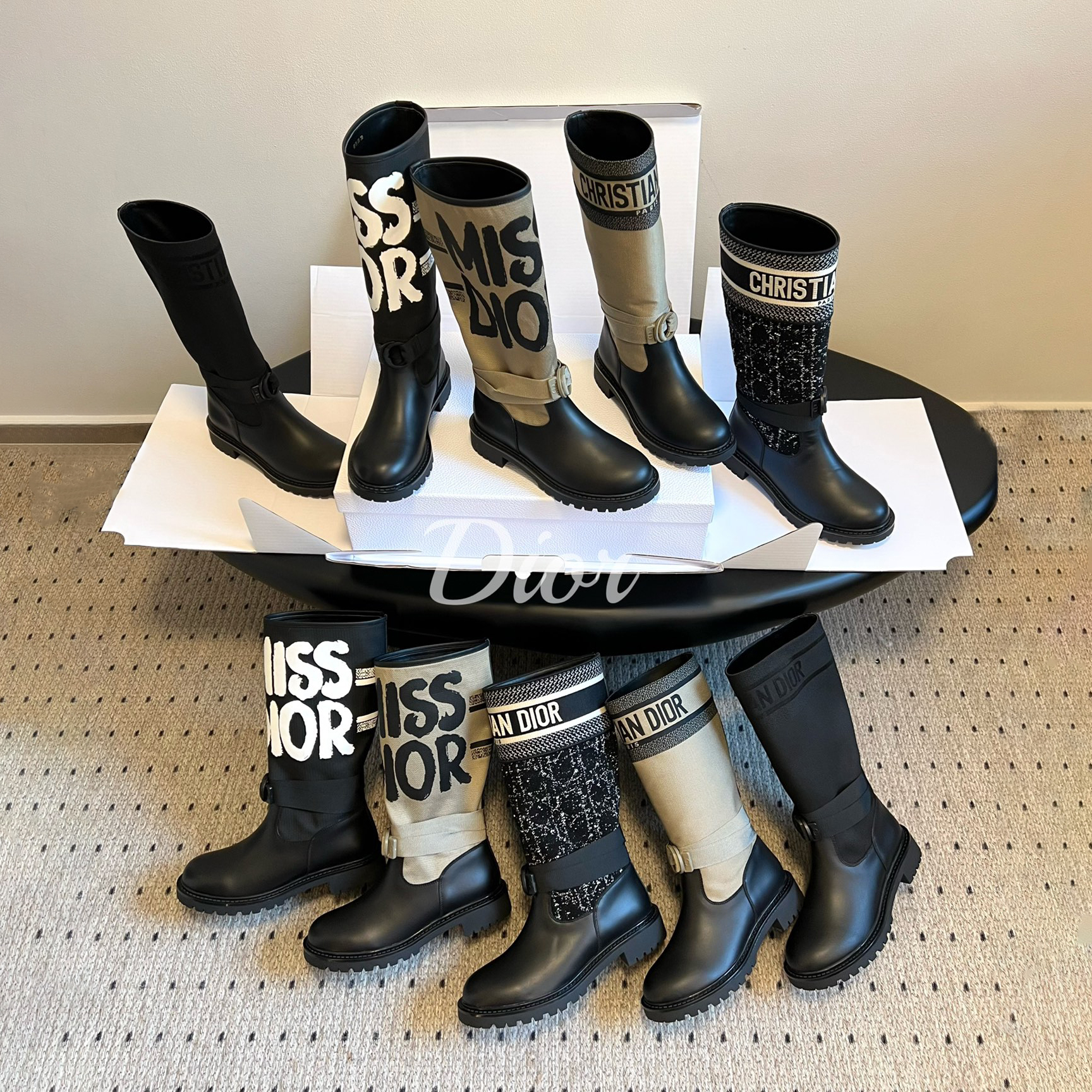 NIGO Louis Vuitton Women's Black Cowhide Leather Round Toe Slip On Flat Heel Short Boots Shoes #nigo73119