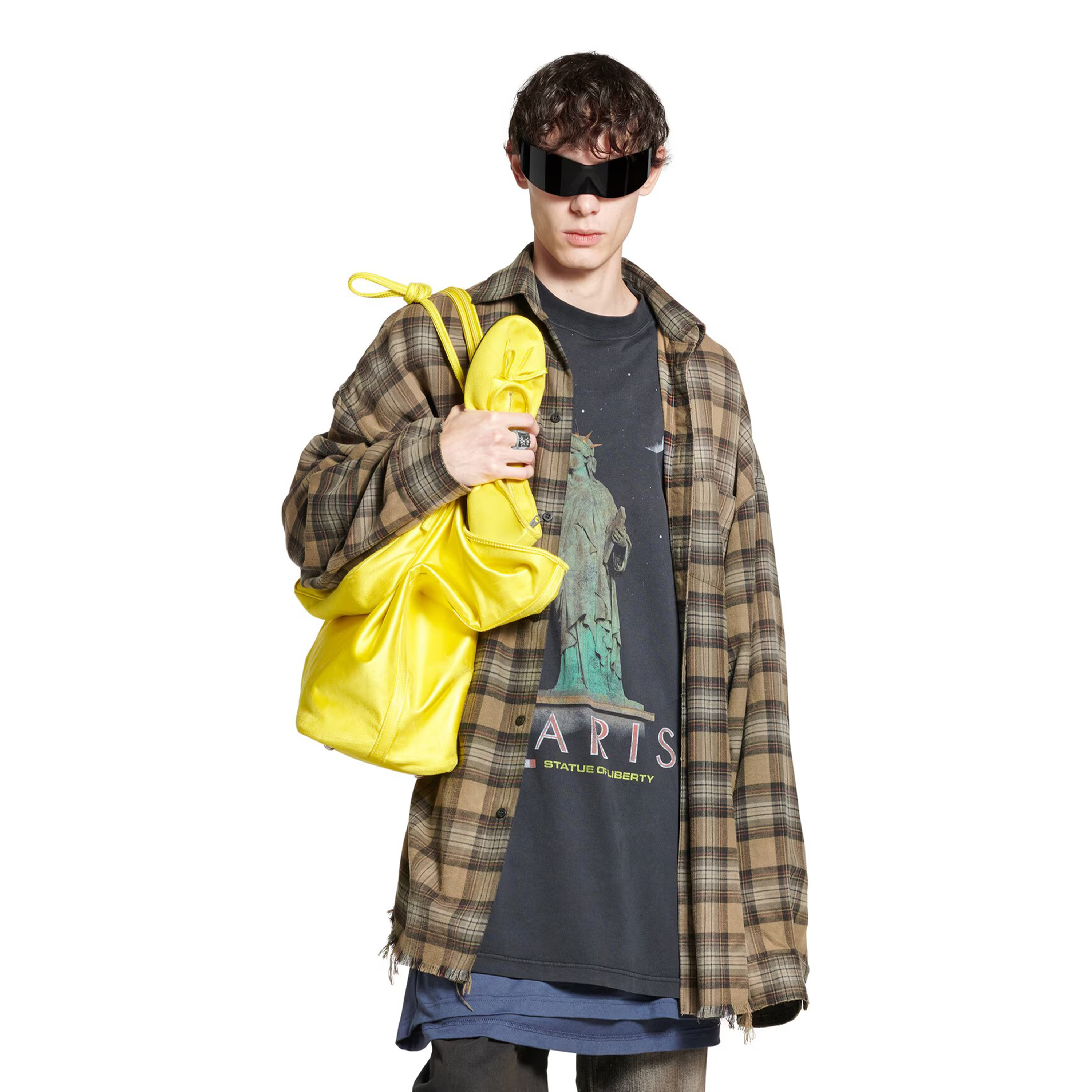 NIGO Balenciaga Men's Spring And Autumn Checkered Lapel Aged Cotton PARIS LIBERTY Loose Long Sleeve Solid Layered Shirt Ngvp #nigo9286