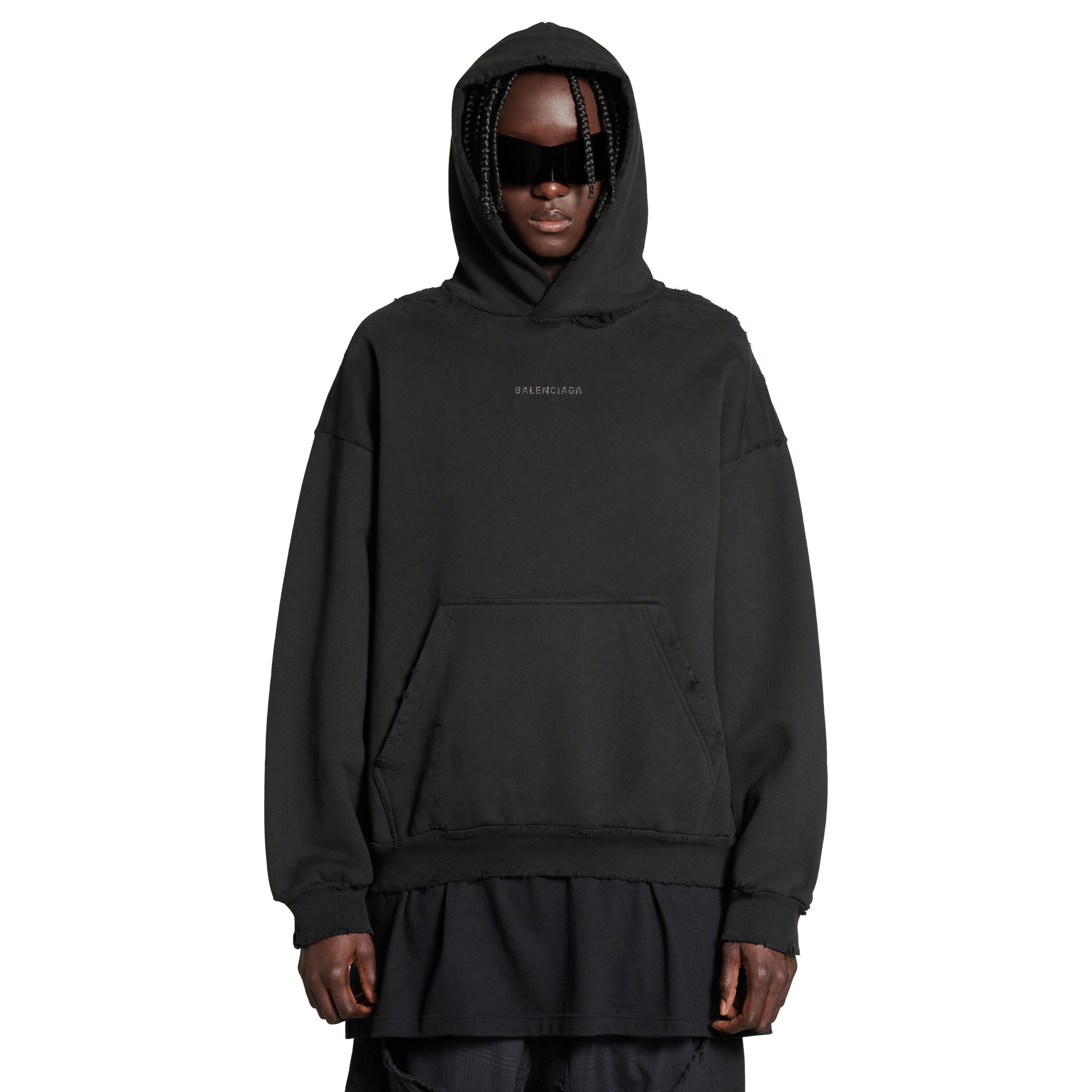 NIGO Balenciaga Men's Spring and Autumn Hot Drill Logo Letter Print Black Hooded Sweatshirt #nigo73135
