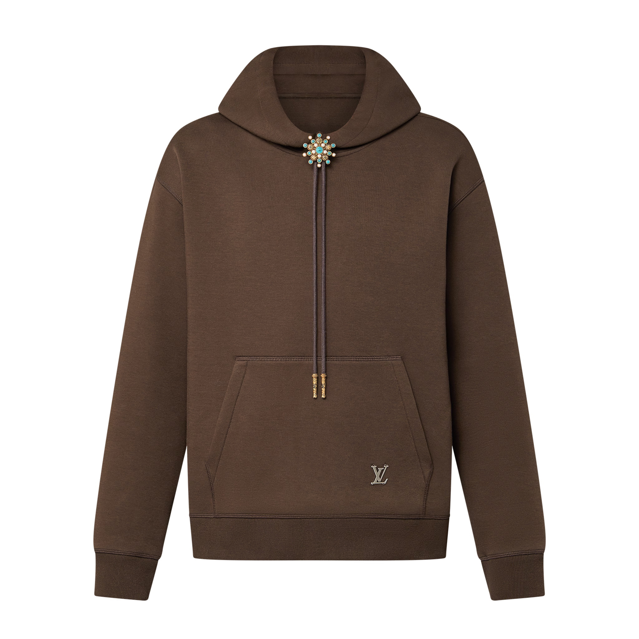 NIGO Louis Vuitton Men's Spring and Fall Brown Logo Metal Label Drawstring Hooded Sweatshirt Pullover #nigo73122