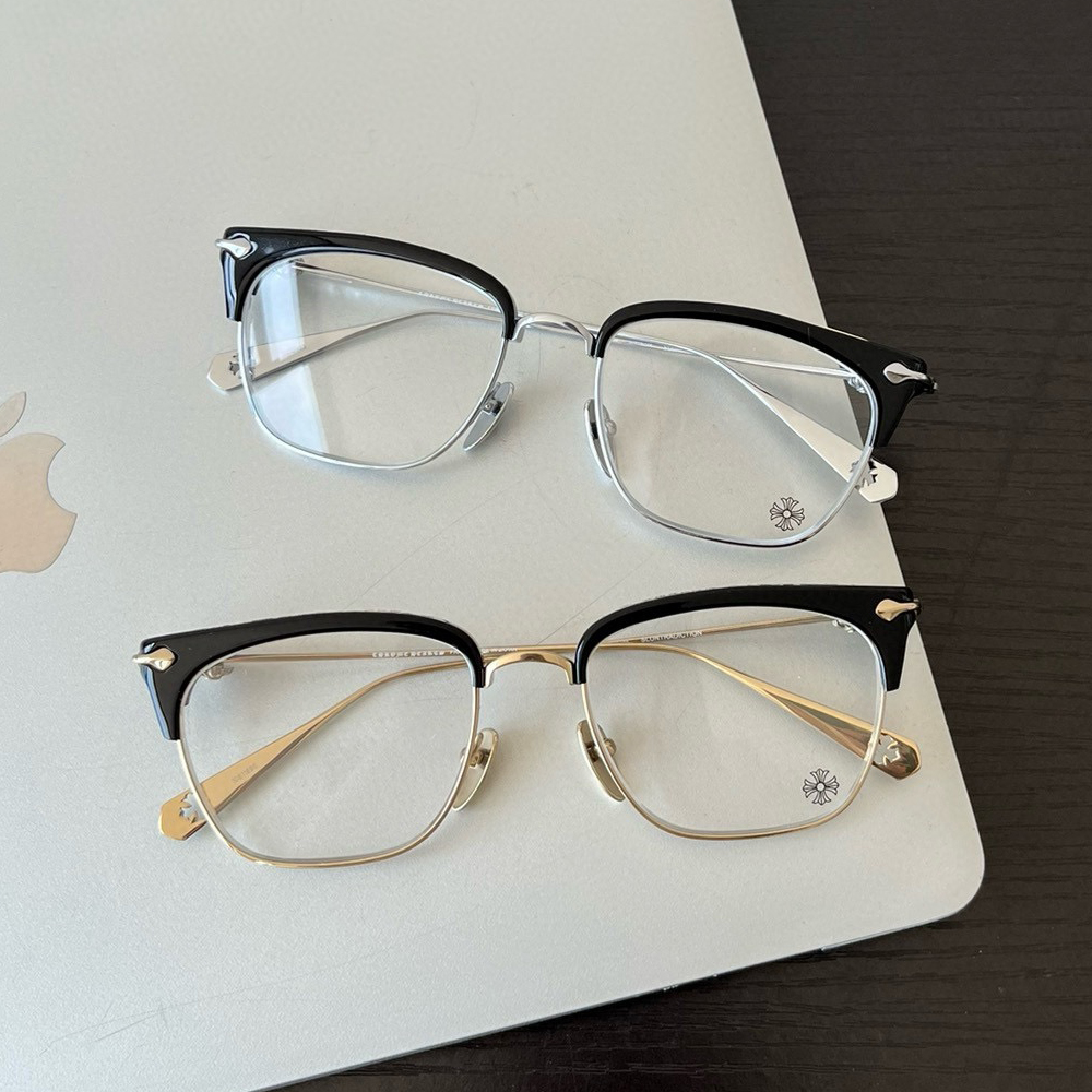 NIGO Chrome Hearts Men's And Women's Silver Crosses Flowers Create Titanium Square Optical Frames Eyeglasses Glasses #nigo73134