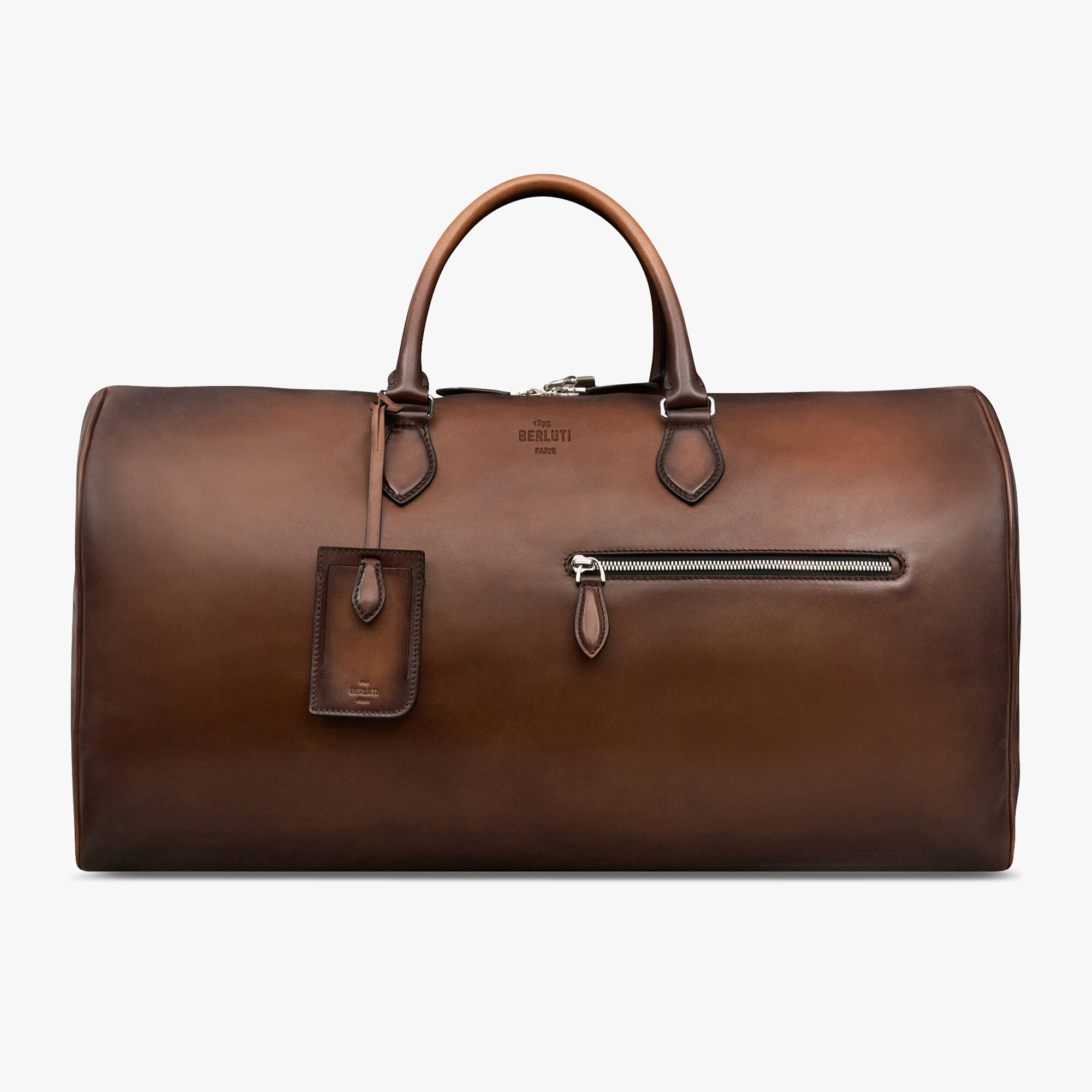 NIGO Berluti Men's Jour Off Vintage Solid Color Multi-Pocket Zipper Closure Padlock Adjustable Shoulder Strap Large Leather Travel Bag #nigo71597