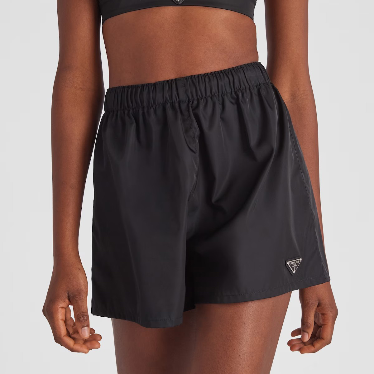 NIGO Prada Women's Summer Logo Black Re-Nylon Elastic Casual Fit Shorts #nigo71598