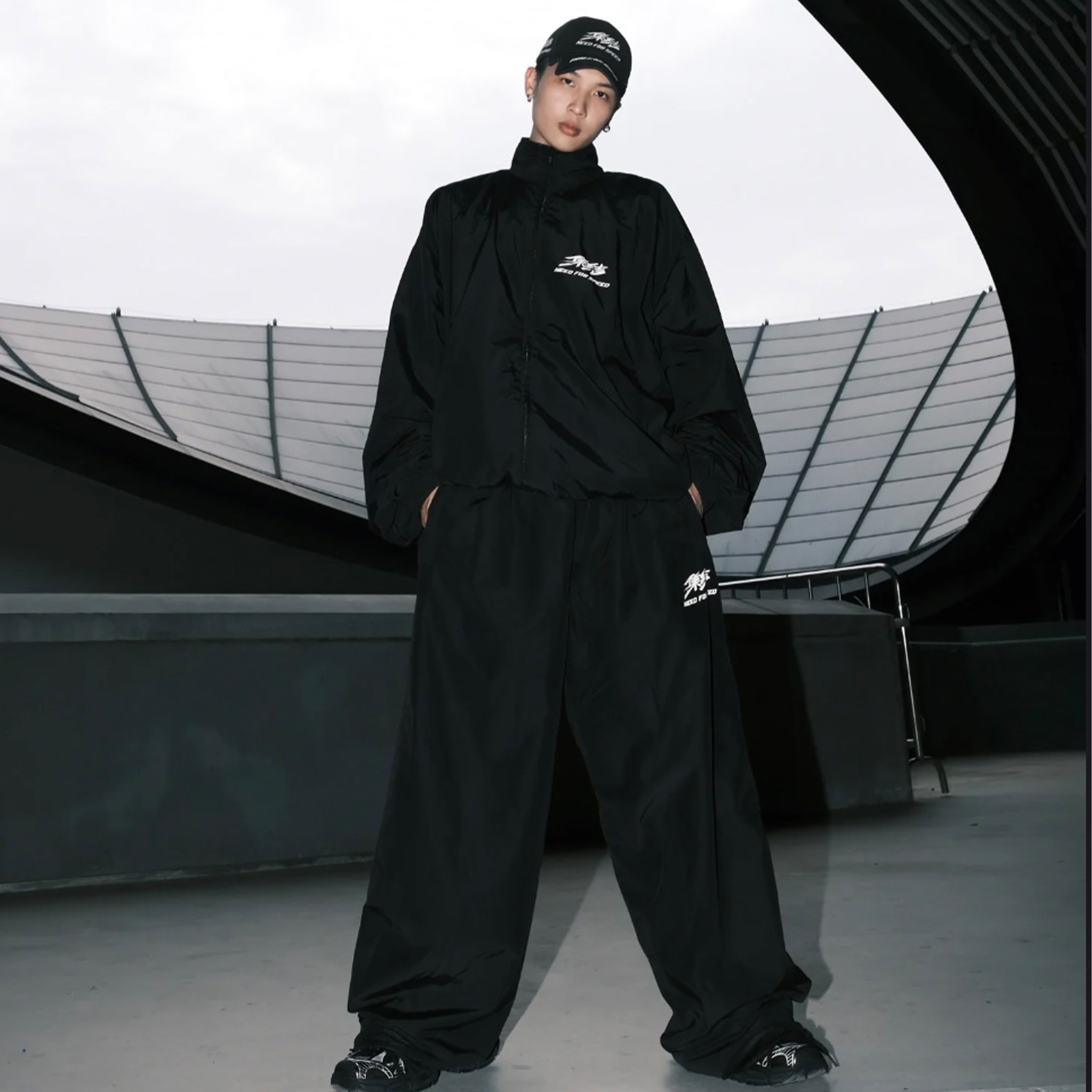 NIGO Balenciaga x NEED FOR SPEED Collection Men's Women's Spring And Autumn Fashion Light Standing Collar Zipper Sports Jacket Suit Casual Elastic Waist Pants Suit Set Ngvp #nigo9253