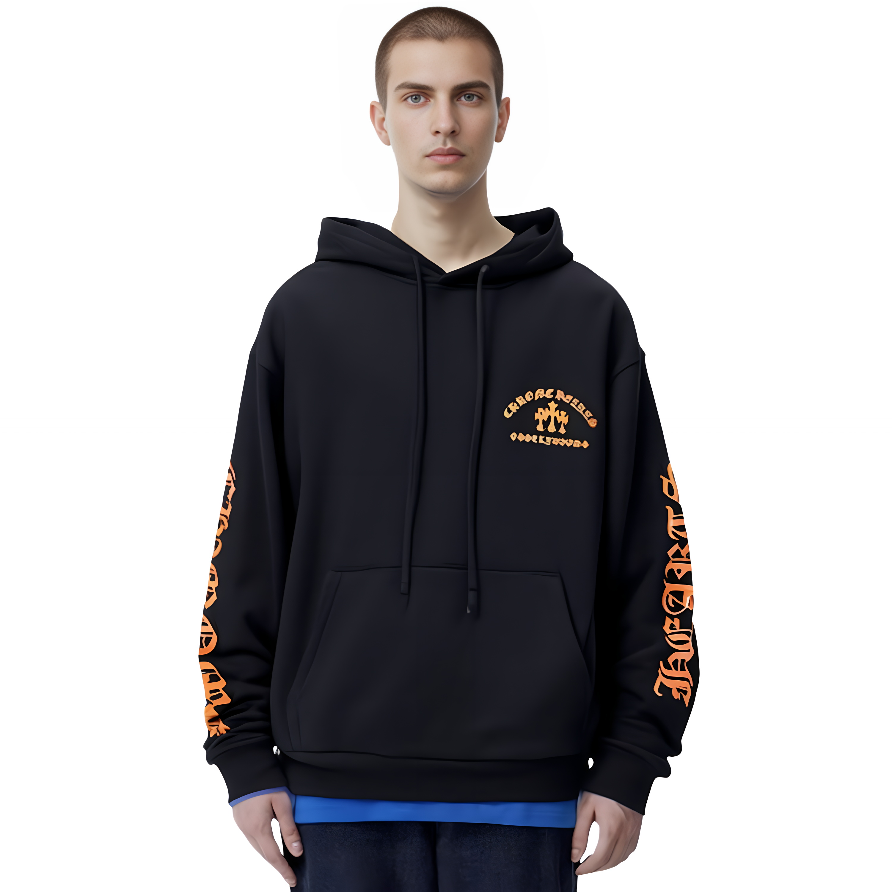 NIGO Chrome Hearts Men's Spring & Fall Black Logo Print Zipper Long Sleeve Hooded Sweatshirt Jacket #nigo73124