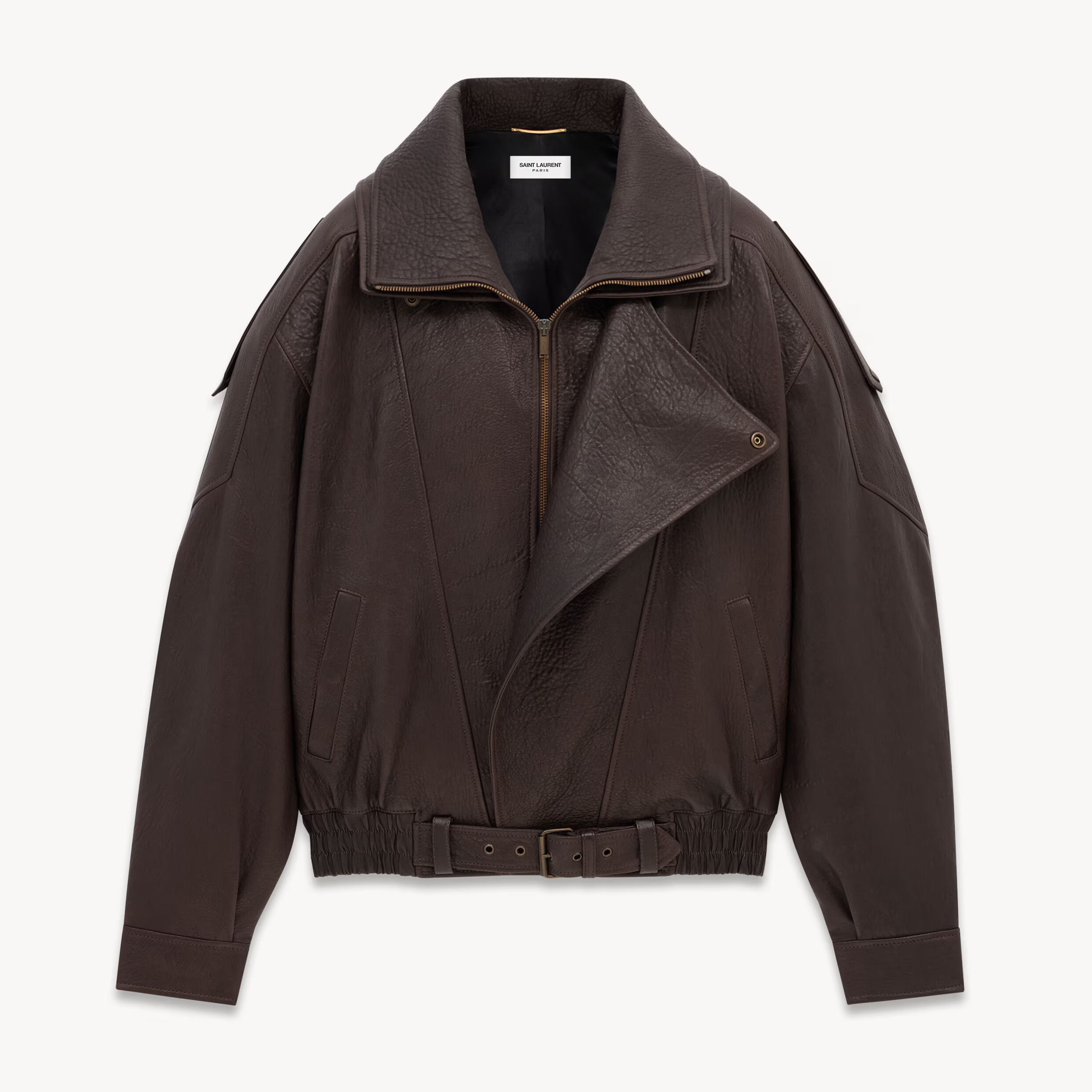 NIGO SAINT LAURENT Women's Spring, Autumn And Winter Retro Solid Color Lapel Zipper Long Sleeve Sheepskin Genuine Leather Motorcycle Jacket Ngvp #nigo9288