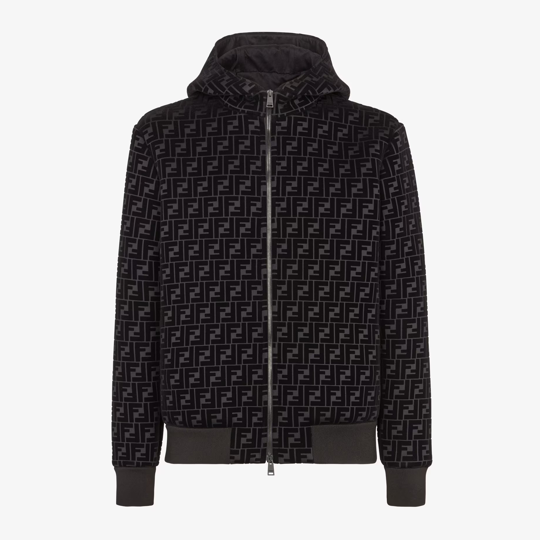 NIGO Fendi Men's Spring Autumn Black Letter Logo Printed Plain Cloth Sport Zipper Hooded Jacket #nigo73137