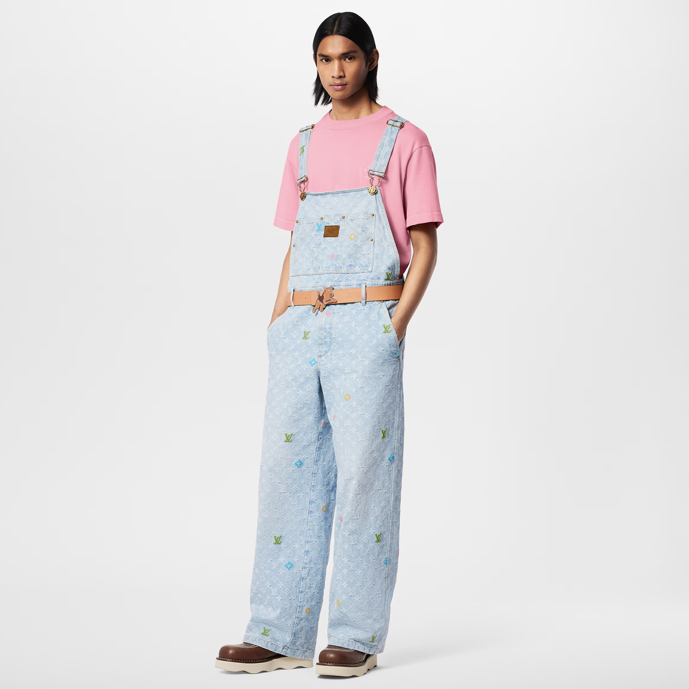 NIGO Louis Vuitton Men's Fall And Winter Monogrammed Jacquard Denim Zipper Mid-rise Back Pants #nigo73155