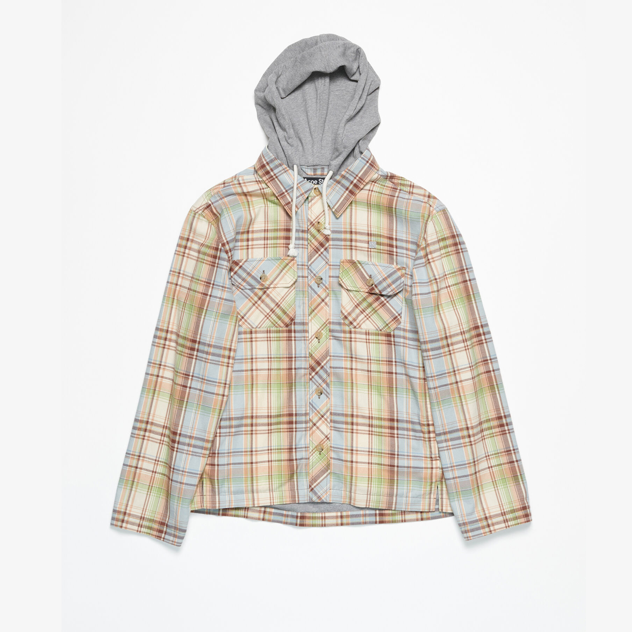 NIGO Acne Studios Women's Men's Spring And Autumn Color Blocking Plaid Drawstring Long Sleeve Shirt Fashion Casual Hooded Overshirt Jacket Ngvp #nigo8739