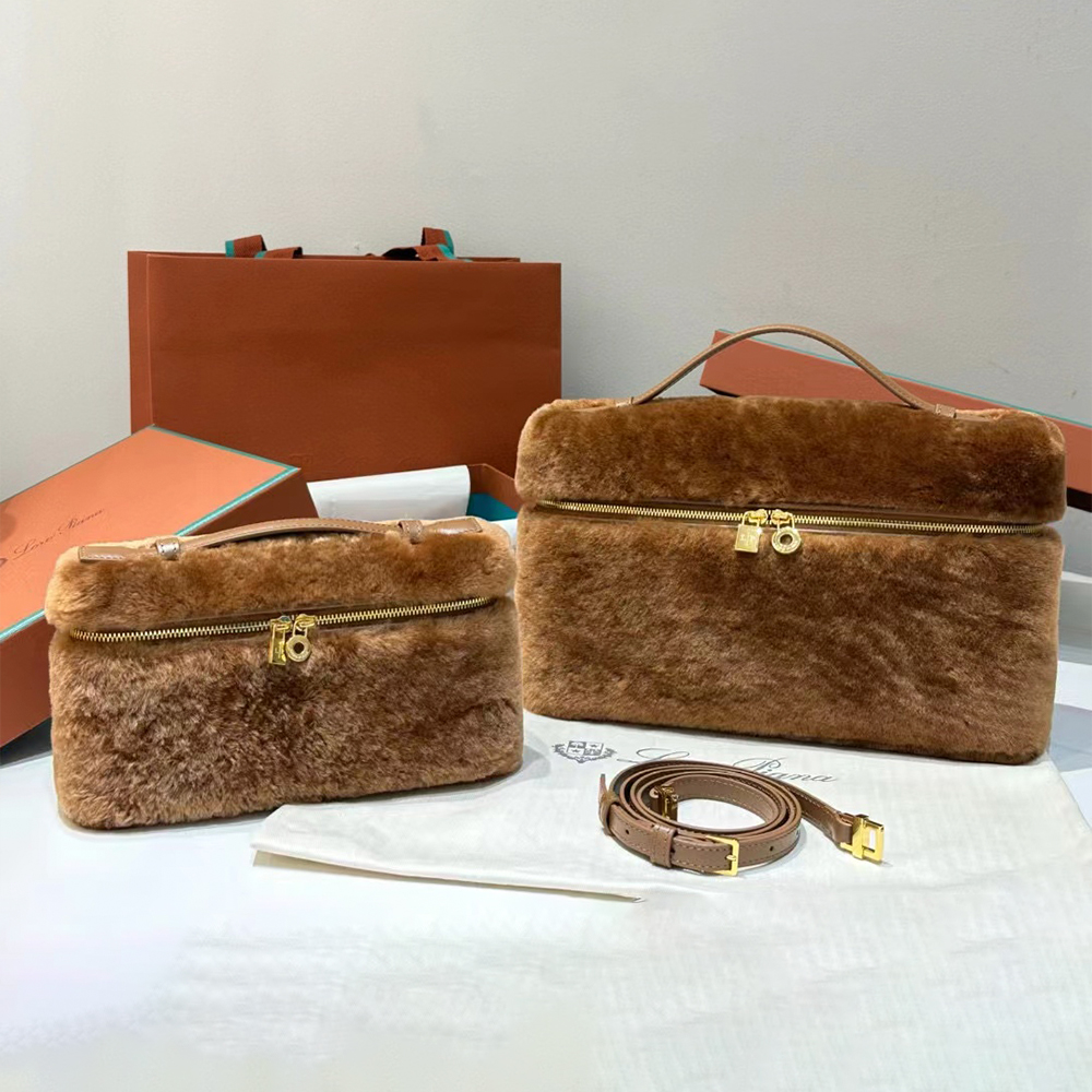 NIGO Loro Piana Women's Vintage Extra Pocket Tote Logo Zipper Double Closure Cashmere Fur One Casual Solid Color Crossbody Bag Ngvp #nigo9295