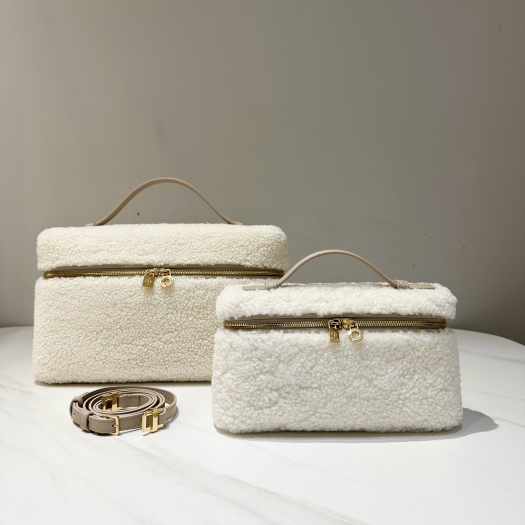 NIGO Loro Piana Women's Vintage Extra Pocket Tote Logo Zipper Double Closure Cashmere Fur One Casual Solid Color Crossbody Bag Ngvp #nigo9295