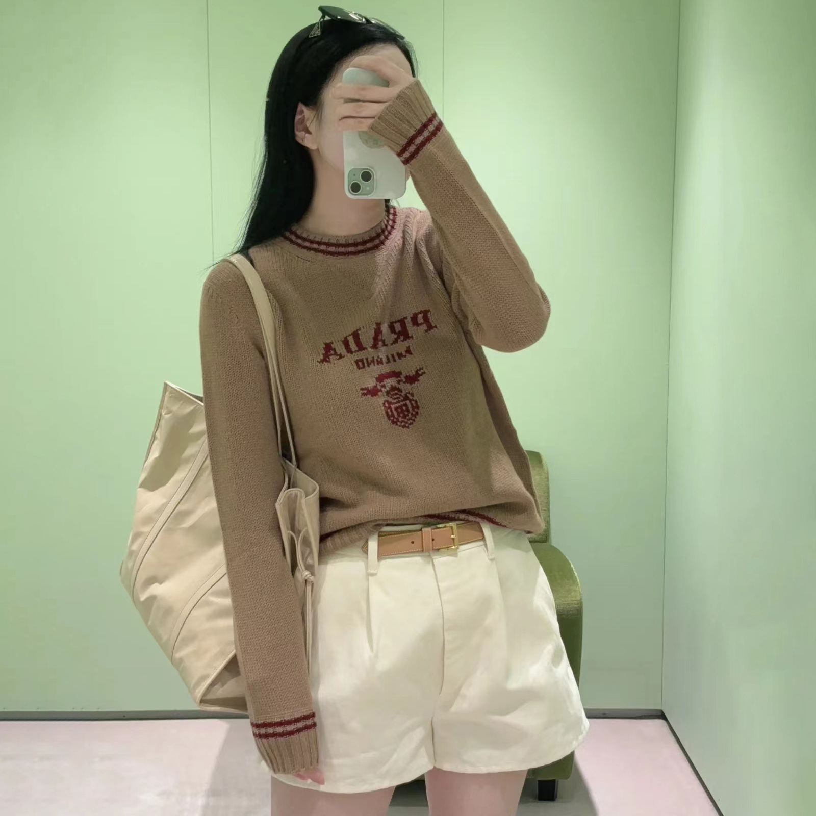 NIGO Prada Women's Autumn and Winter Logo Letter Wool Round Neck Long Sleeve Sweater Pullover #nigo73163