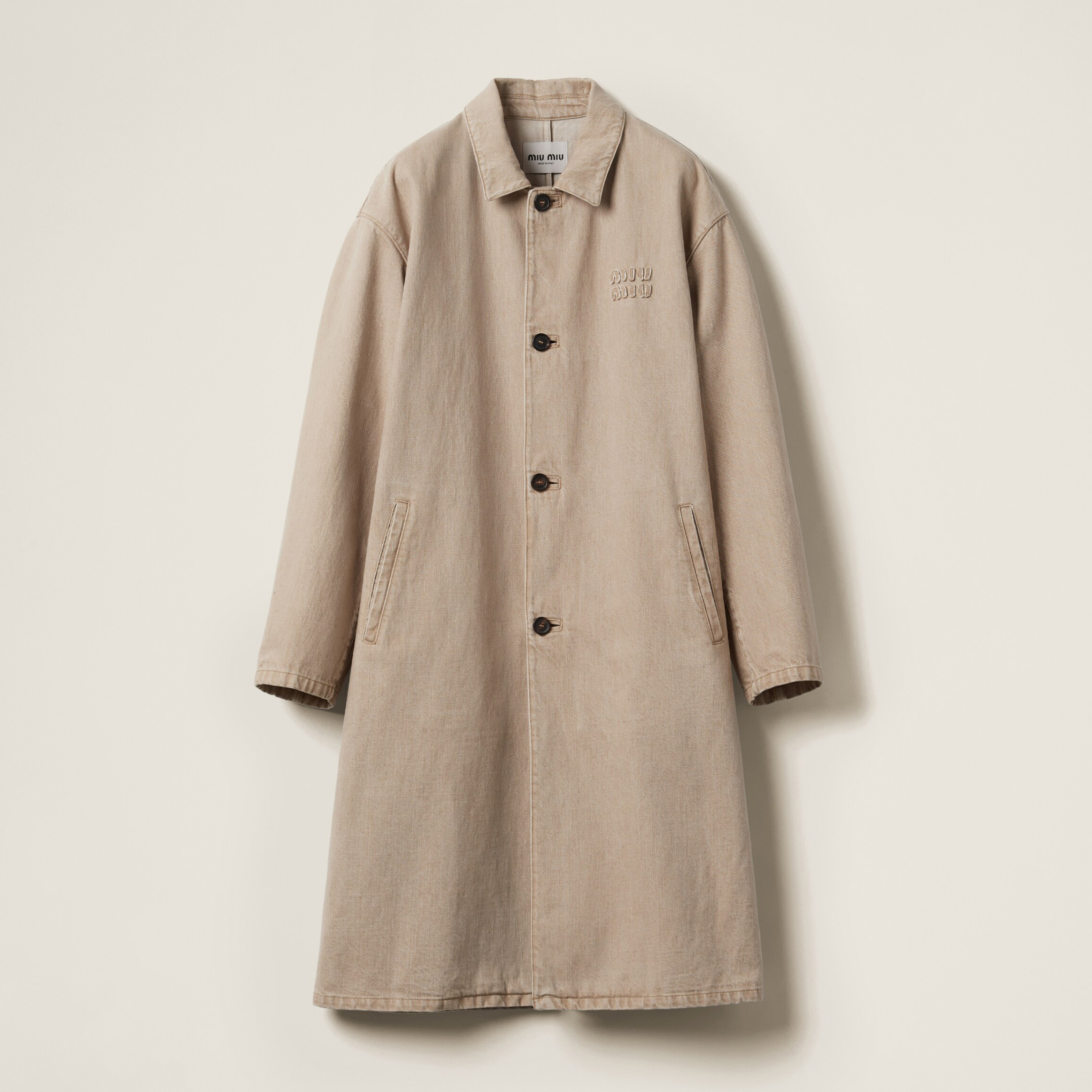 NIGO MiuMiu Women's Spring And Autumn Solid Color Logo Letters Applique Lapel Single Breasted Long Coat Jacket #nigo73165