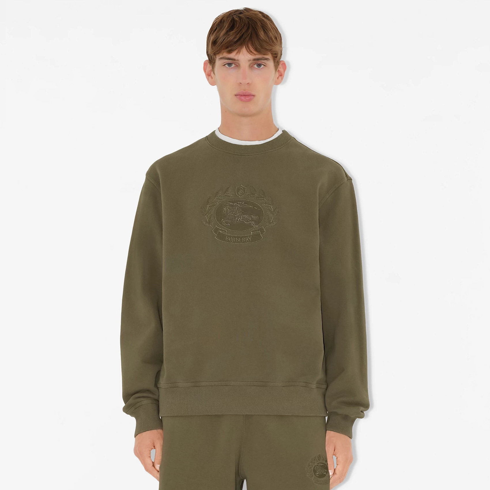 NIGO Burberry Men's Spring and Autumn Green Knight Embroidered Label Round Neck Loose Long Sleeve Sweatshirt Pullover #nigo73173