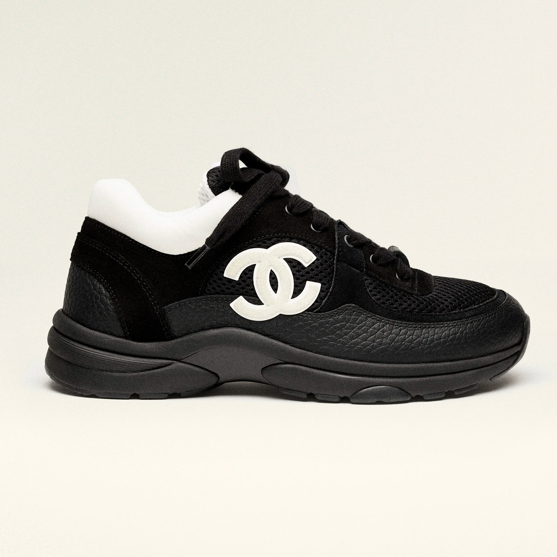 NIGO Chanel Women's Four Seasons Solid Color Logo Mesh Leather Low Top Round Toe Lace Up Sneakers Casual Shoes #nigo71629