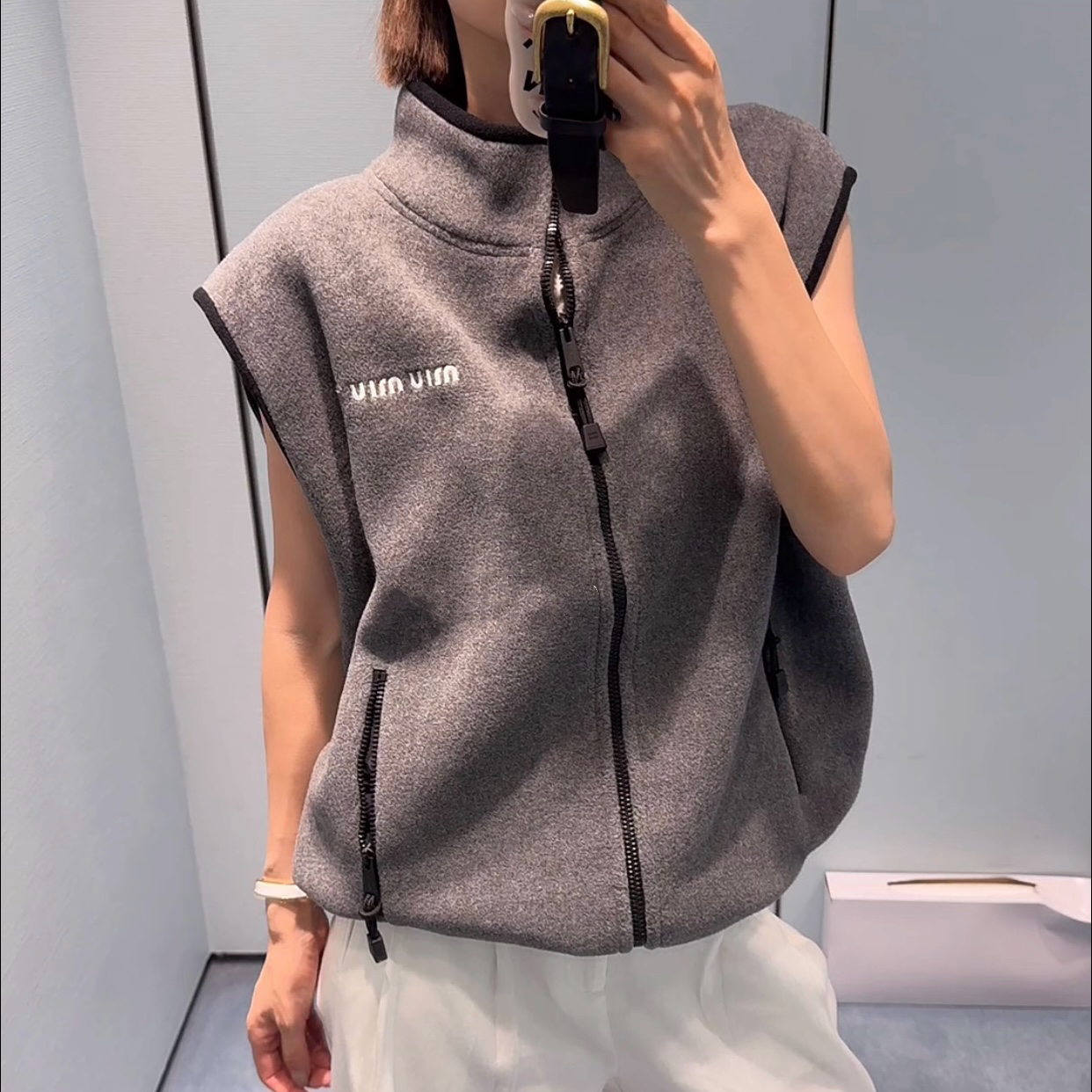 NIGO MiuMiu Men's And Women's Spring And Fall Suede Stand-up Collar Zipper Sleeveless Vest Jacket #nigo73174