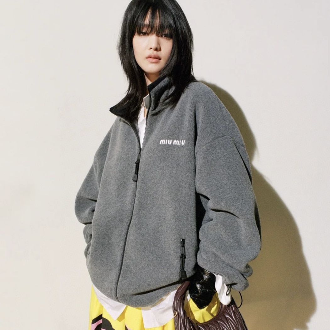 NIGO MiuMiu Men's And Women's Spring And Fall Gray Suede Stand Up Collar Zipper Long Sleeved Jacket #nigo73175