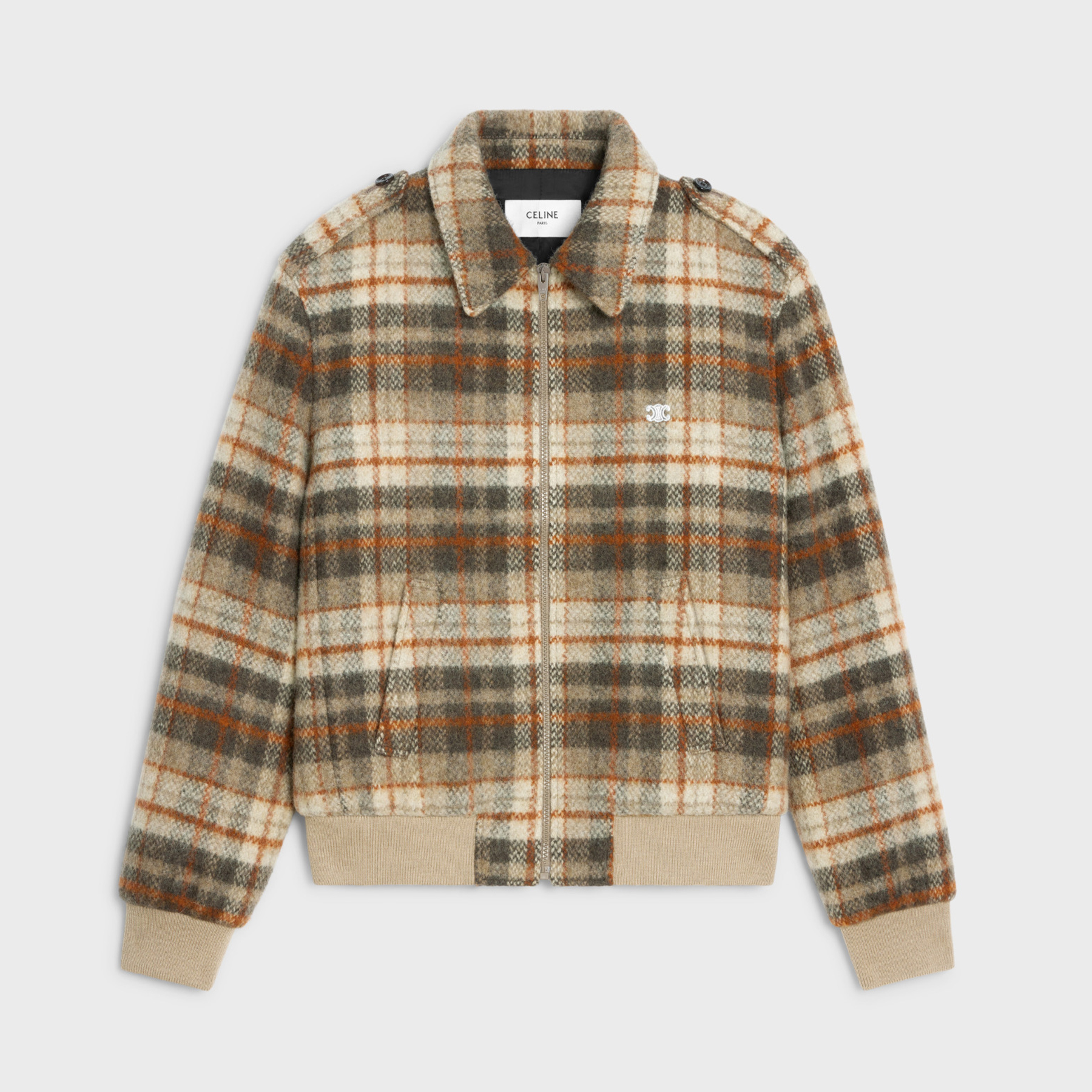 NIGO Celine Men's Spring And Autumn Brushed Checked Tweed Loose Zipper Solid Color Long Sleeve Teddy Jacket Coat #nigo71627