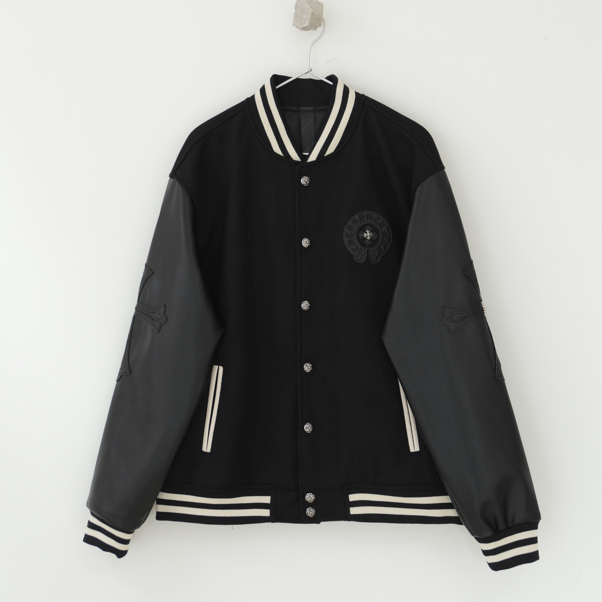 NIGO Chrome Hearts Men's Fall And Winter Color Collision Splicing Tweed Fabric Baseball Uniform Single Breasted Long Sleeved Jacket #nigo73196