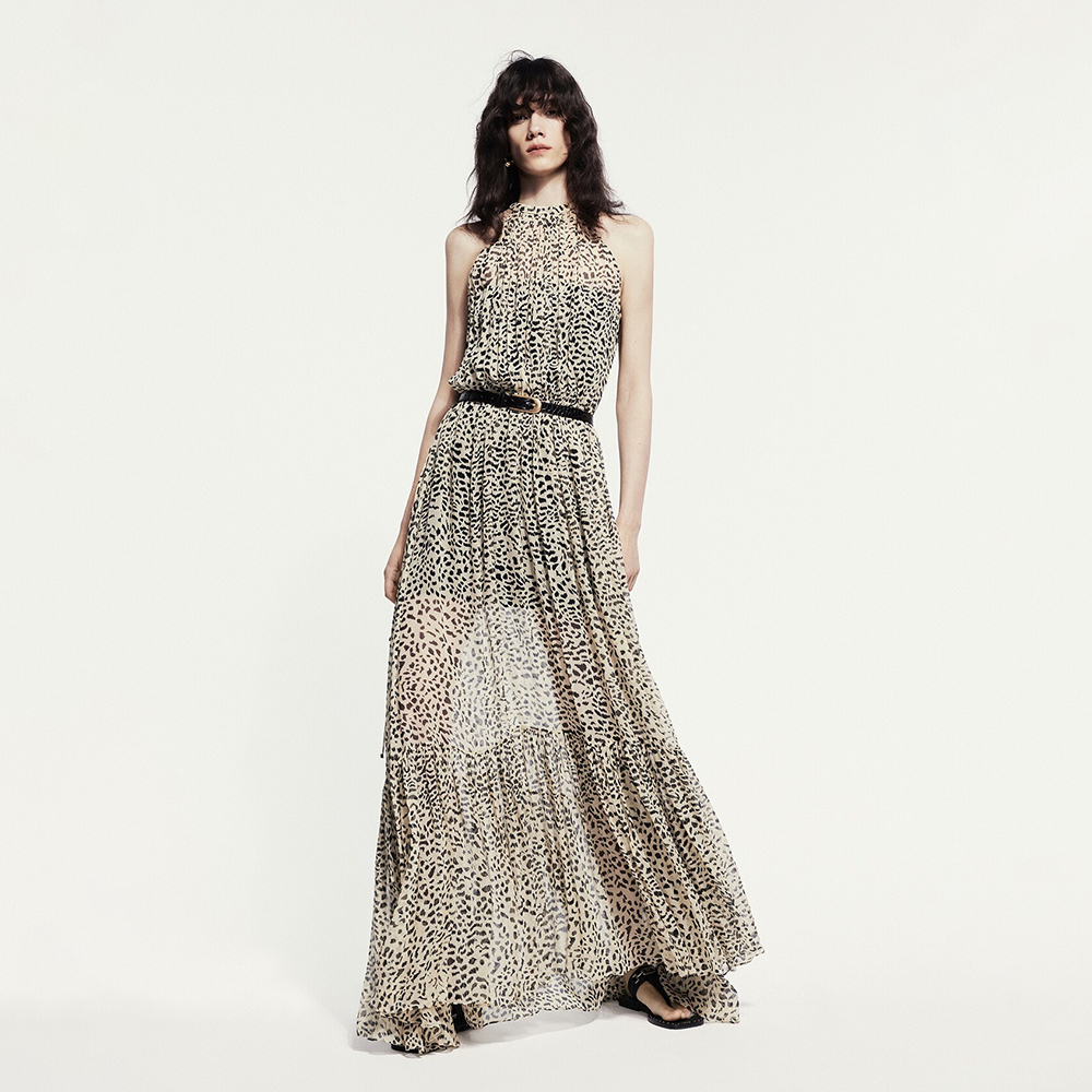 NIGO Saint Laurent Women's Summer Round Neck Pullover Silk Fit Sleeveless Leopard Print Long Dresses #nigo71631