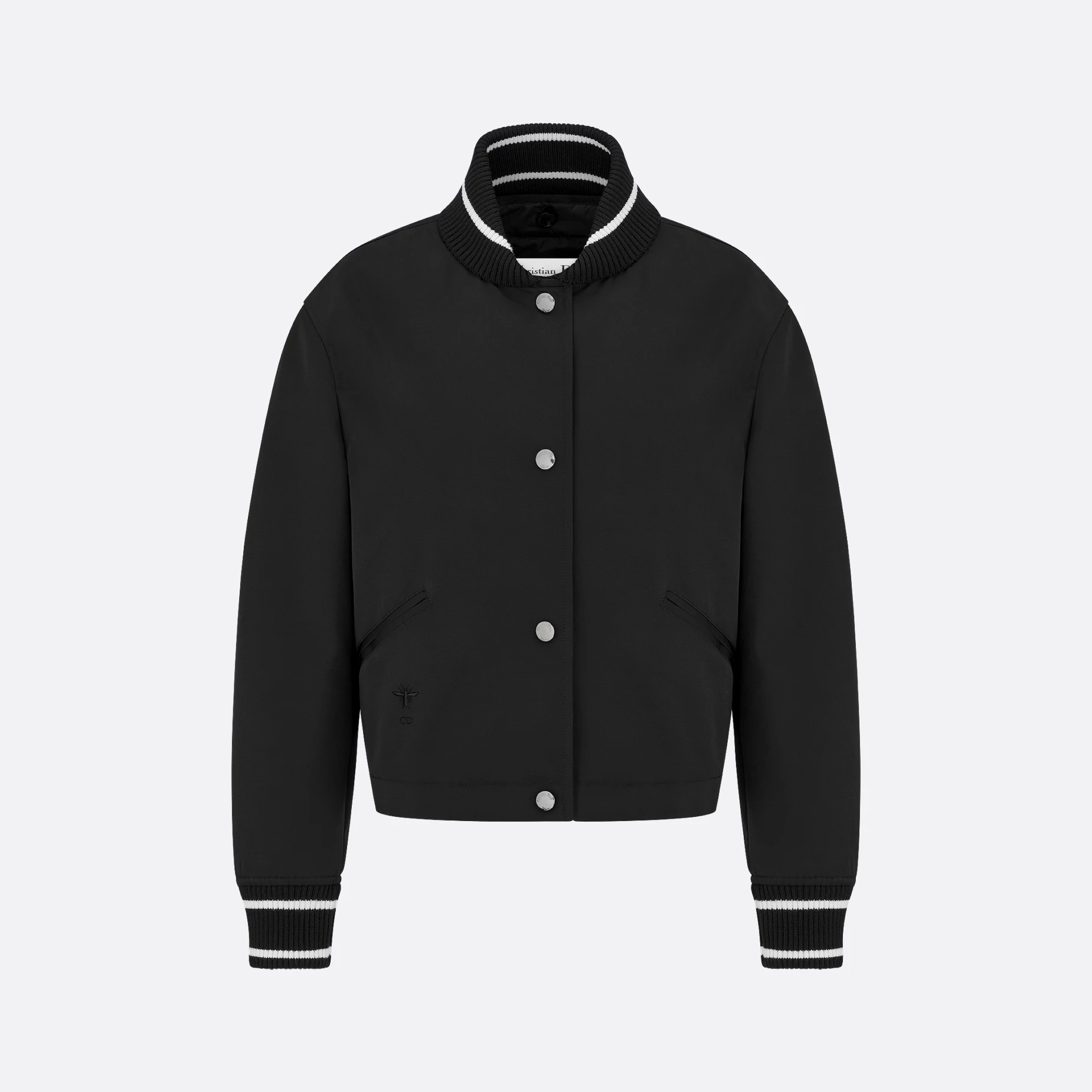 NIGO Dior Women's Fall Winter Removable Macrocannage Vest Two Piece Lapel Long Sleeve Black Silk Wool Short Bomber Jacket Ngvp #nigo9317