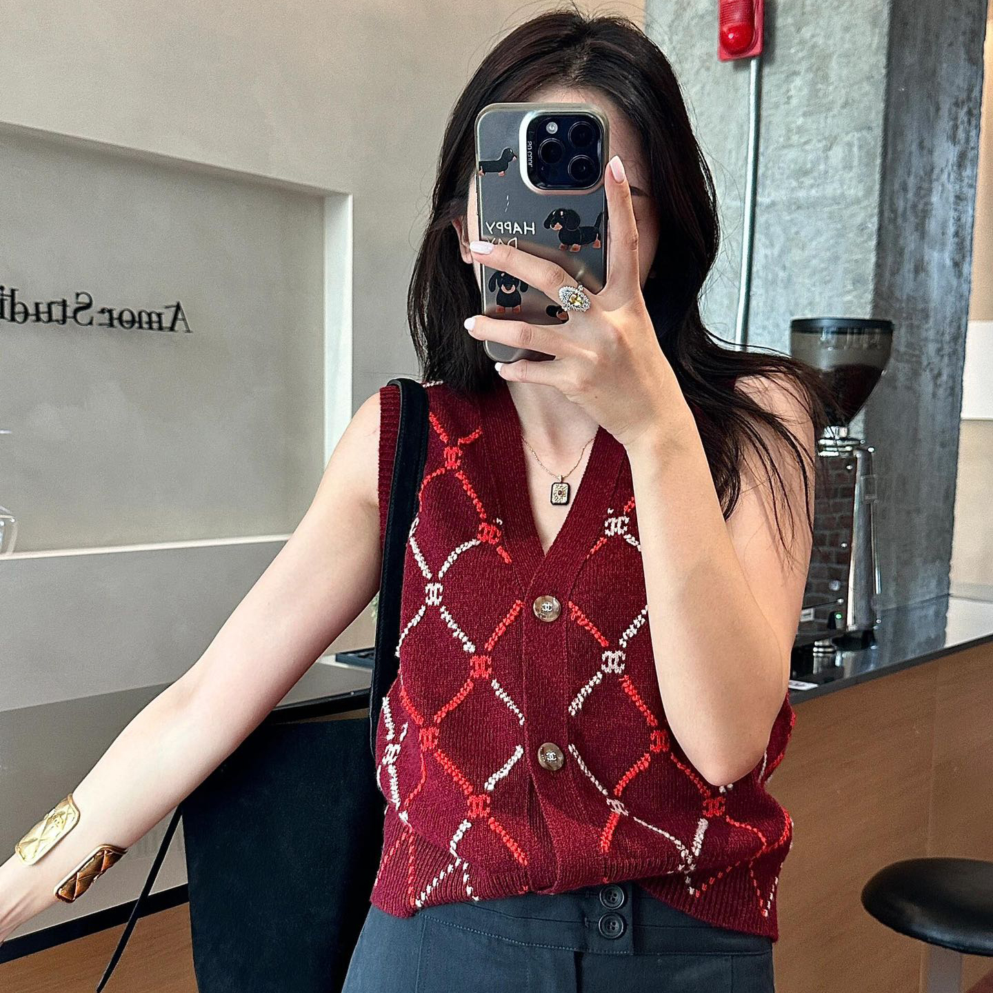 NIGO Chanel Women's Spring and Autumn Plaid Cashmere Crochet Two-color Knit Single-breasted Vest Jacket #nigo73197