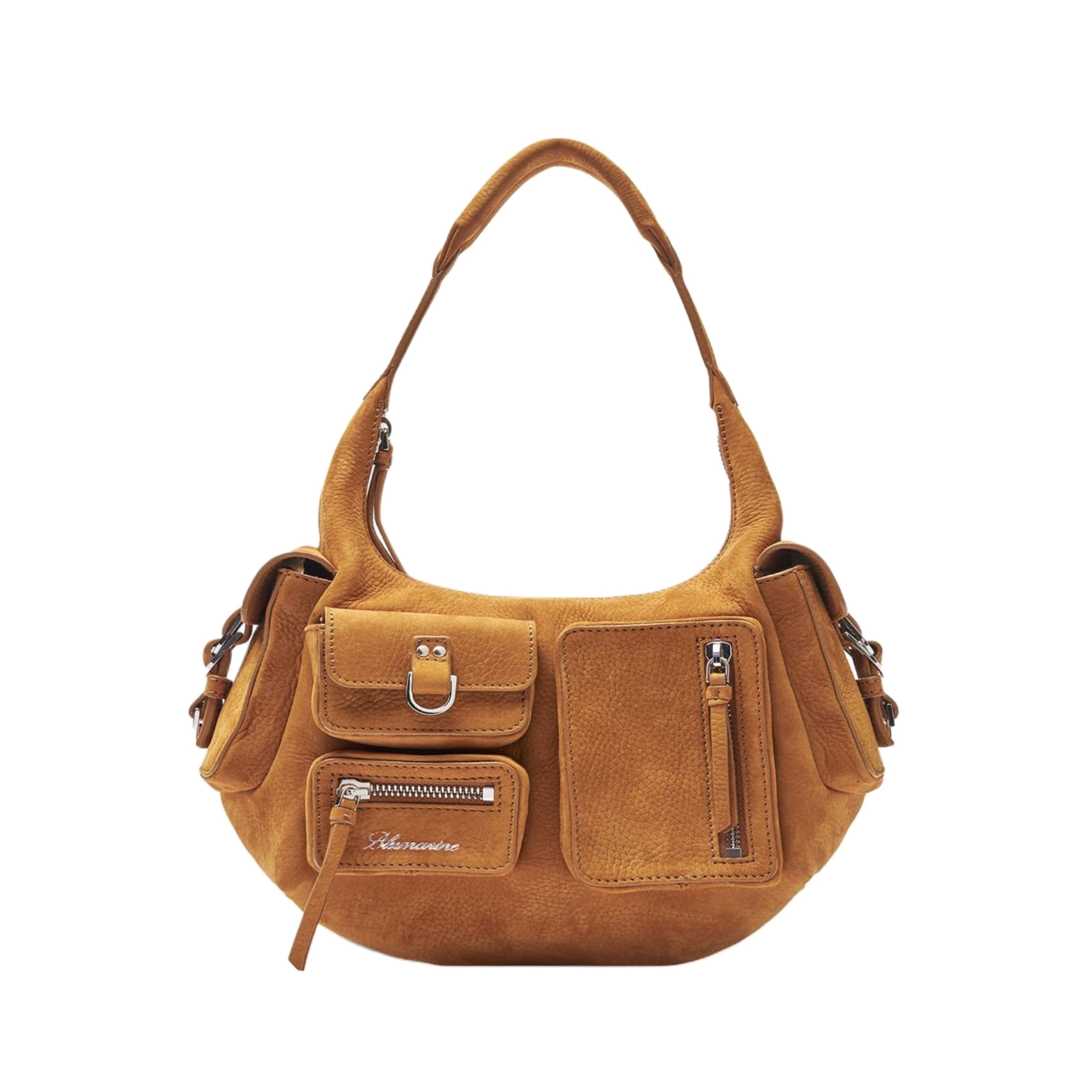 NIGO Blumarine Women's Solid Color Hot Stamped Logo Zipper Closure Cowhide Work Bag Handbag Shoulder Bags #nigo73193