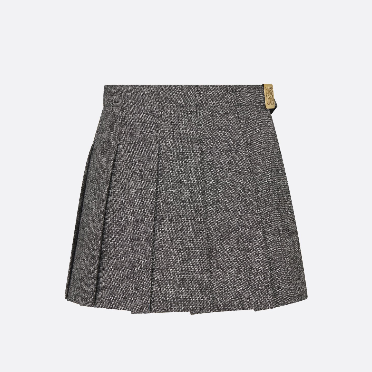 NIGO Dior Women's Spring Summer Gray Gold Logo Label Irregular Hem Casual Pleated Short Skirt #nigo73198