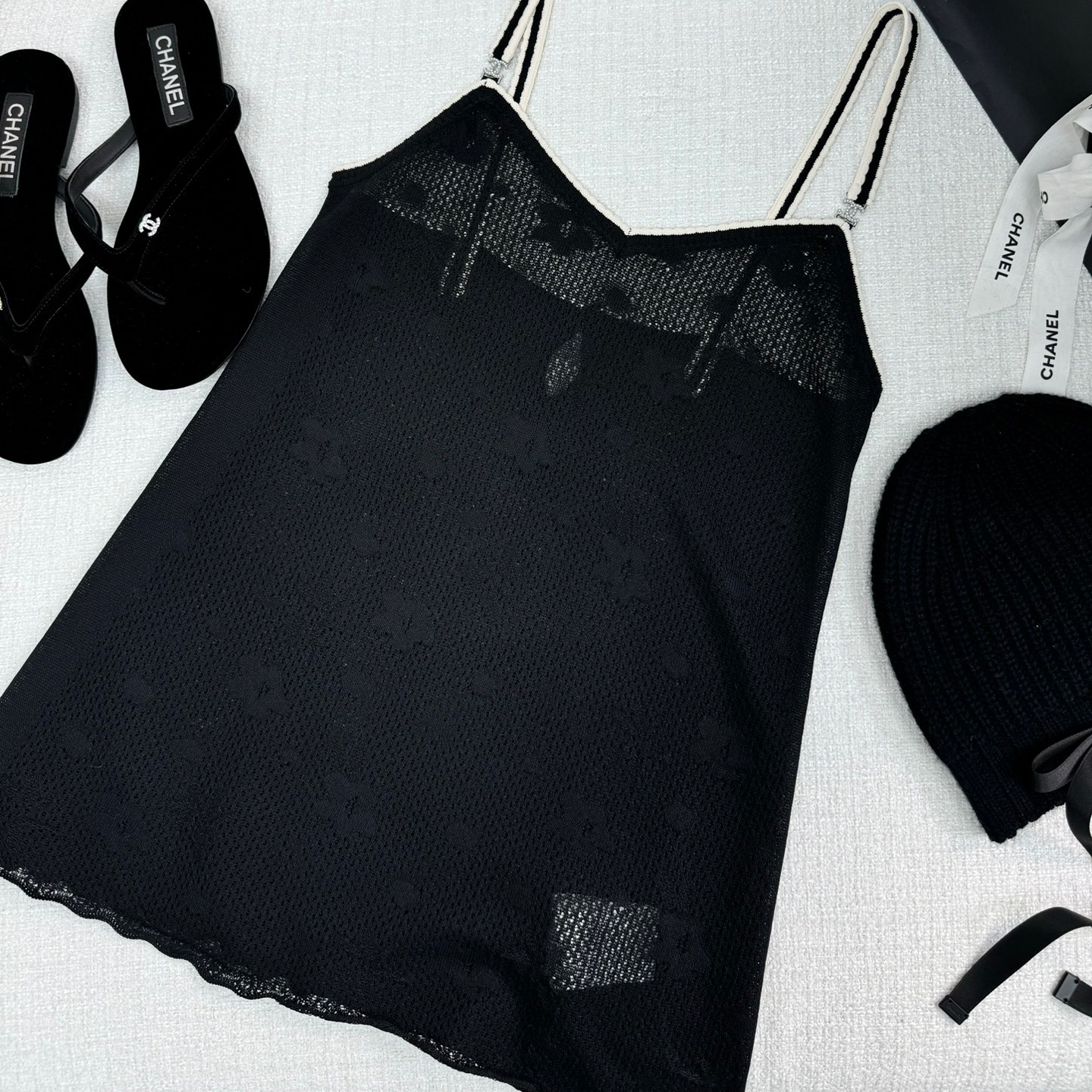 NIGO Chanel Women's Summer Floral Hollow Out Black Sleeveless Sexy Camisole Vest Ngvp #nigo9319