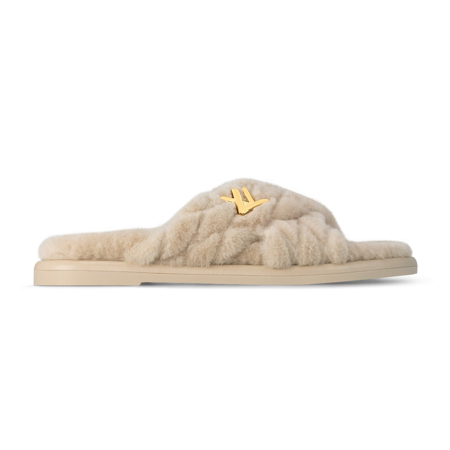 NIGO Louis Vuitton Women's Spring and Autumn Solid Color Wool Leather Upper Letter Metal Decoration Flat Bottom One Slippers Shoes #nigo73215