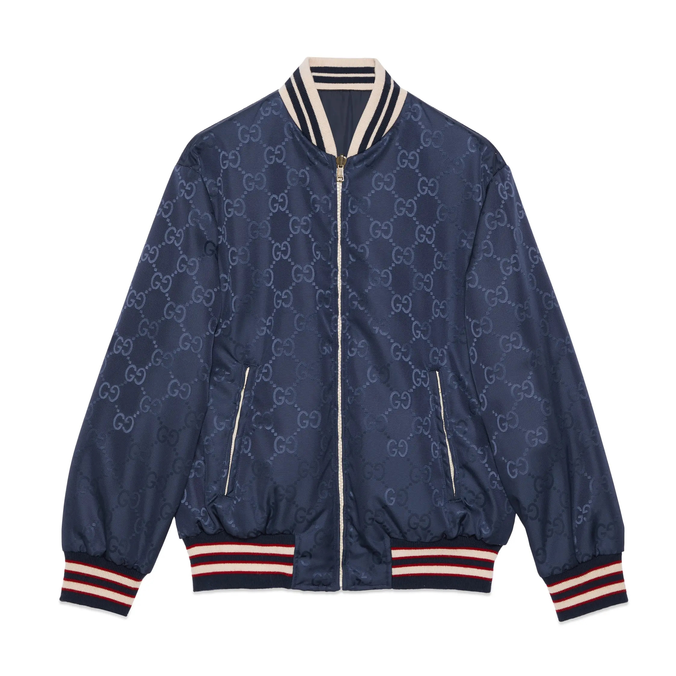 NIGO Gucci Men's Spring and Autumn Navy Reversible Round Neck Zipper Sport Long Sleeve Jacket #nigo73214