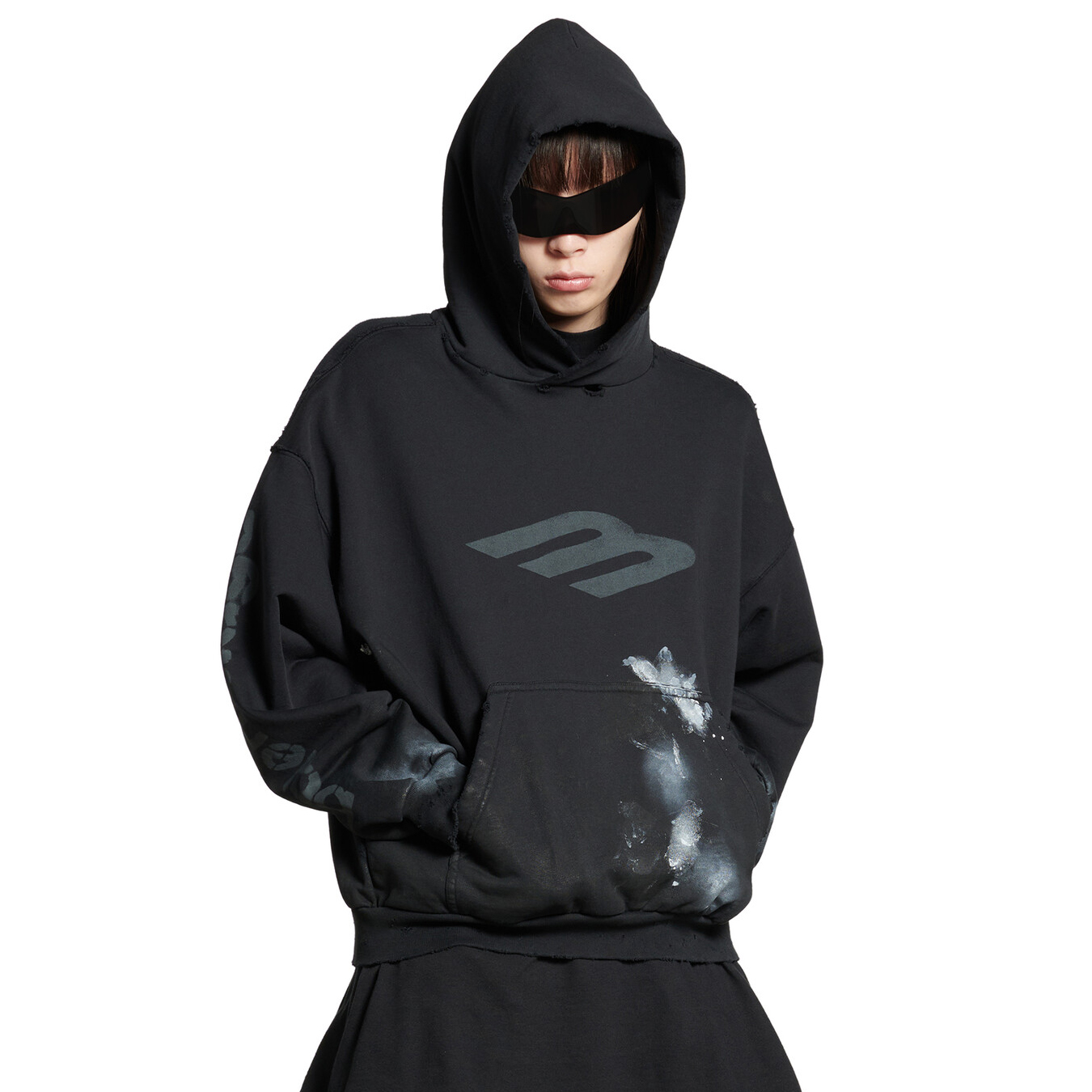 NIGO Balenciaga Men's Spring and Autumn Black Letter Printed Hooded Pullover Long Sleeve Sweatshirt #nigo73213