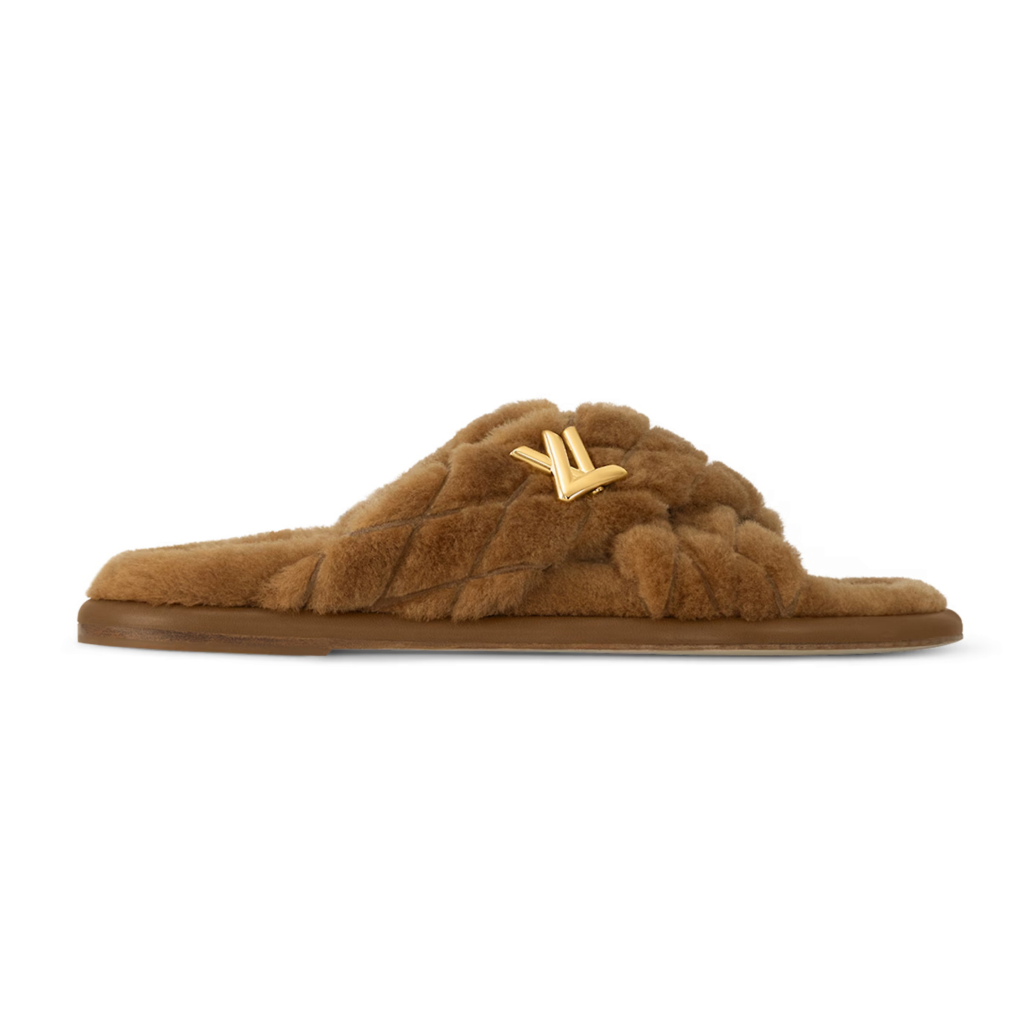 NIGO Louis Vuitton Women's Spring and Autumn Solid Color Wool Leather Upper Letter Metal Decoration Flat Bottom One Slippers Shoes #nigo73215