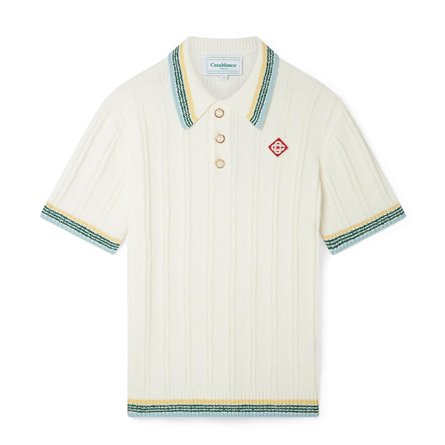 NIGO Casablanca Men's Summer White Striped Trim Comfortable Ribbed Knit Short Sleeve Polo T-Shirt #nigo73227