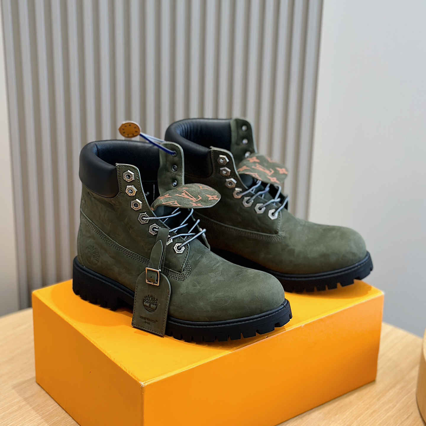 NIGO Louis Vuitton Men's And Women's Fall And Winter Old Flower Print Round Head Lace Up Embossed Waterproof Suede And Ankle Boots Martin Boots Shoes #nigo73226