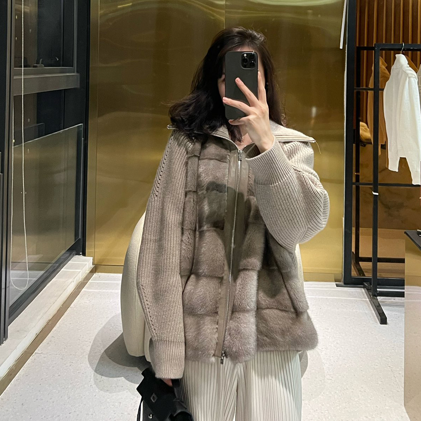 NIGO Loro Piana Women's Fall And Winter Lapel Zipper Mink Cashmere Loose Long-Sleeved Jacket Ngvp #nigo9328