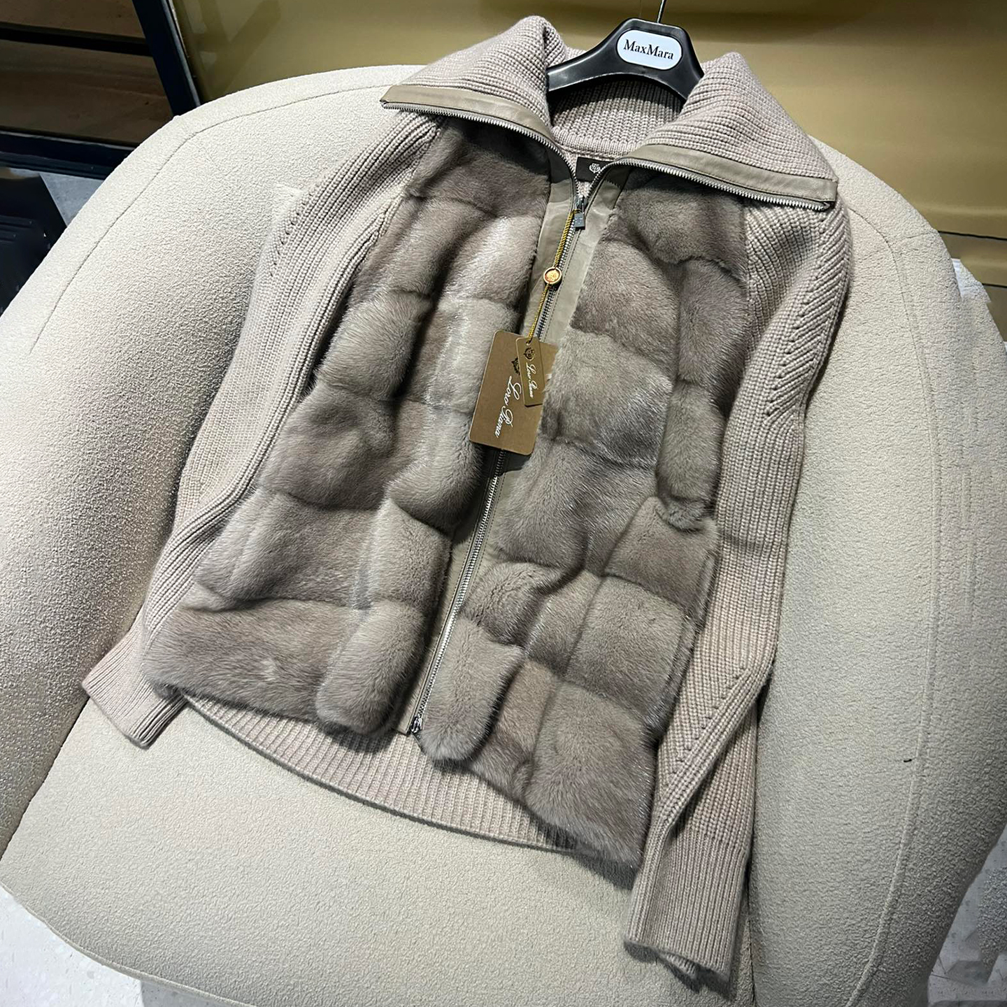 NIGO Loro Piana Women's Fall And Winter Lapel Zipper Mink Cashmere Loose Long-Sleeved Jacket Ngvp #nigo9328